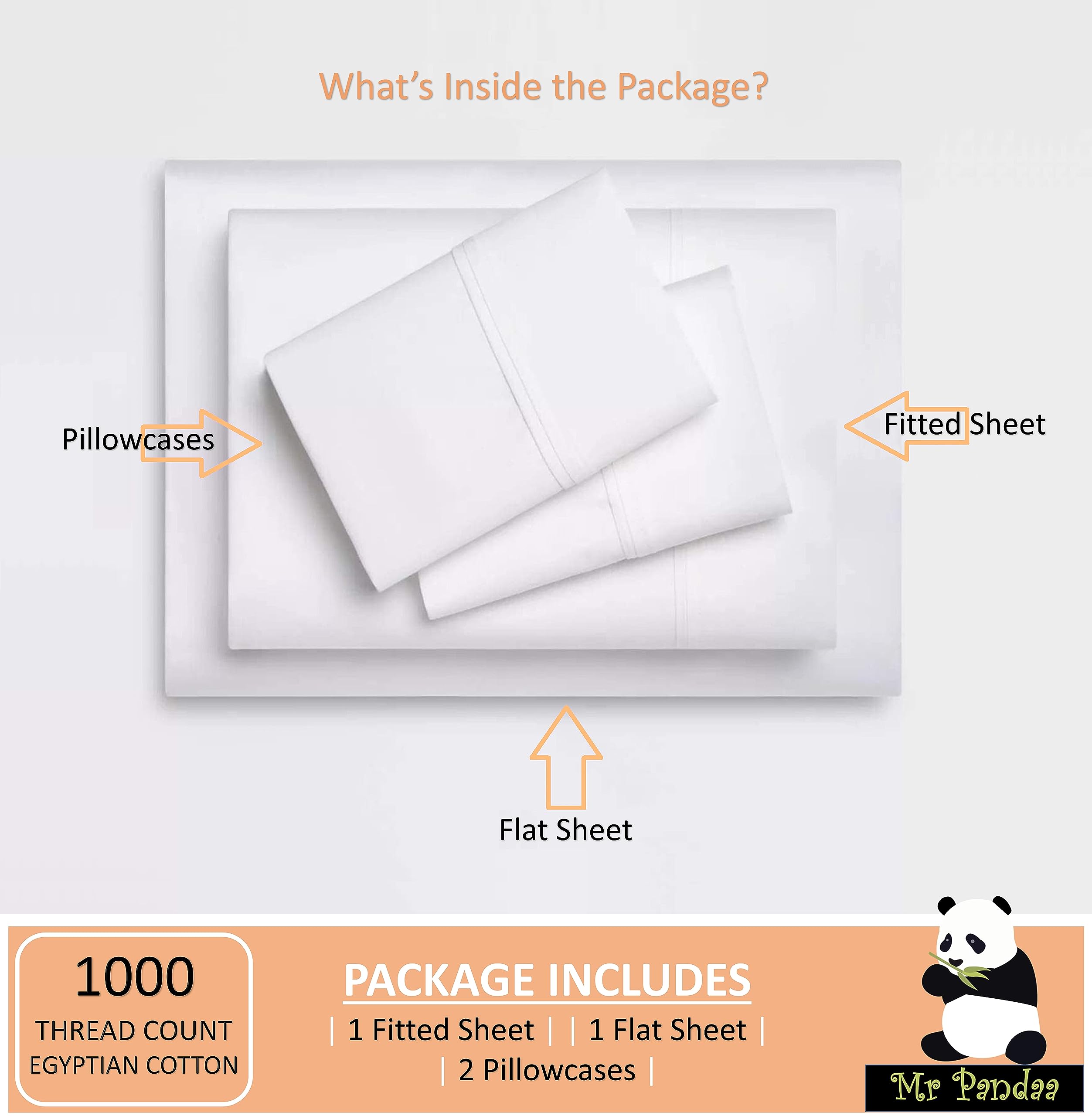 Premium Twin Size Sheet Set - 1000 Thread Count 100% Egyptian Cotton, 15