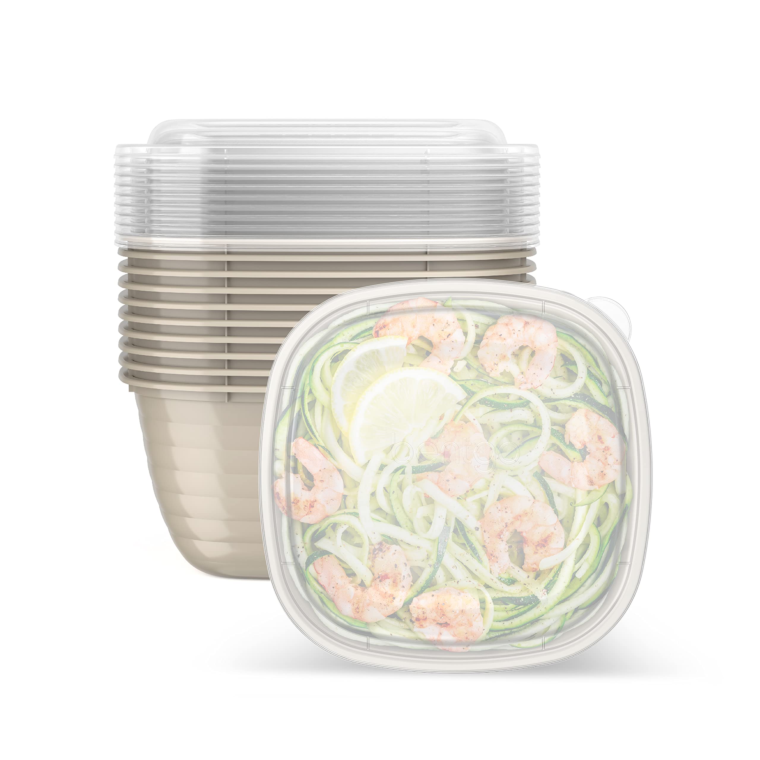 Bentgo Prep® 1-Compartment Meal Prep Bowls with Custom Fit Lids - 10 Pack Reusable BPA-Free Food Storage Containers - Microwave, Freezer & Dishwasher Safe - Durable for Office Lunch, Meal Prepping & Leftovers Storage (Champagne)