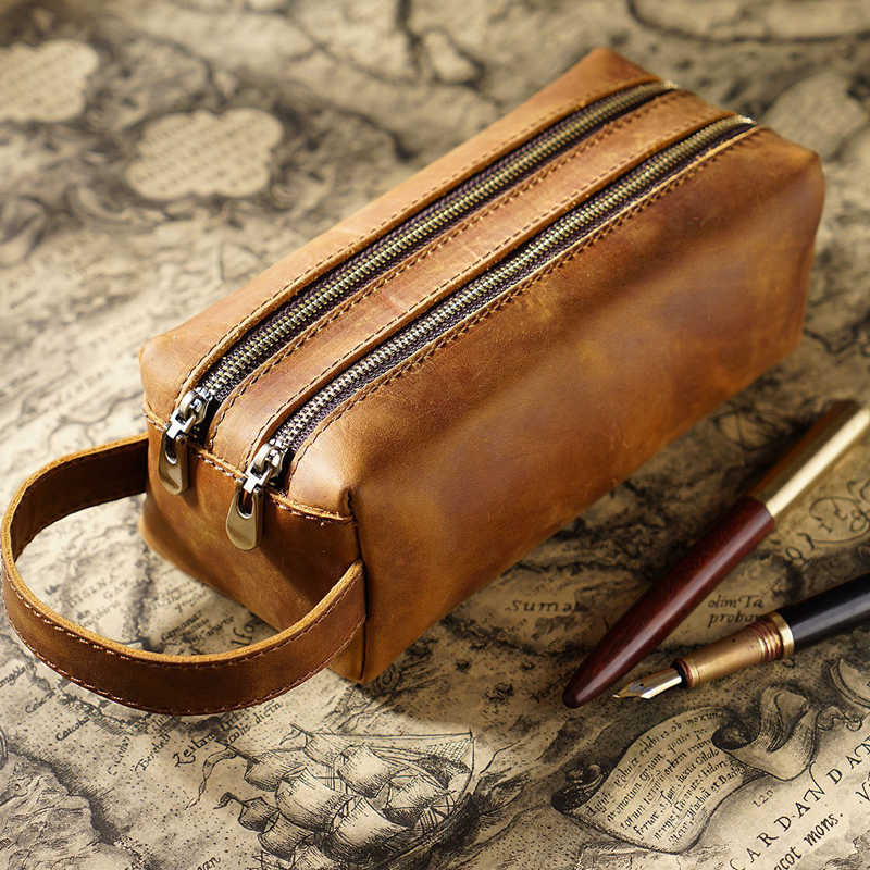 Premium Large Leather Pencil Case - Durable Pen Organizer for School, Office & Travel - Stylish Stationery Holder for Students & Professionals
