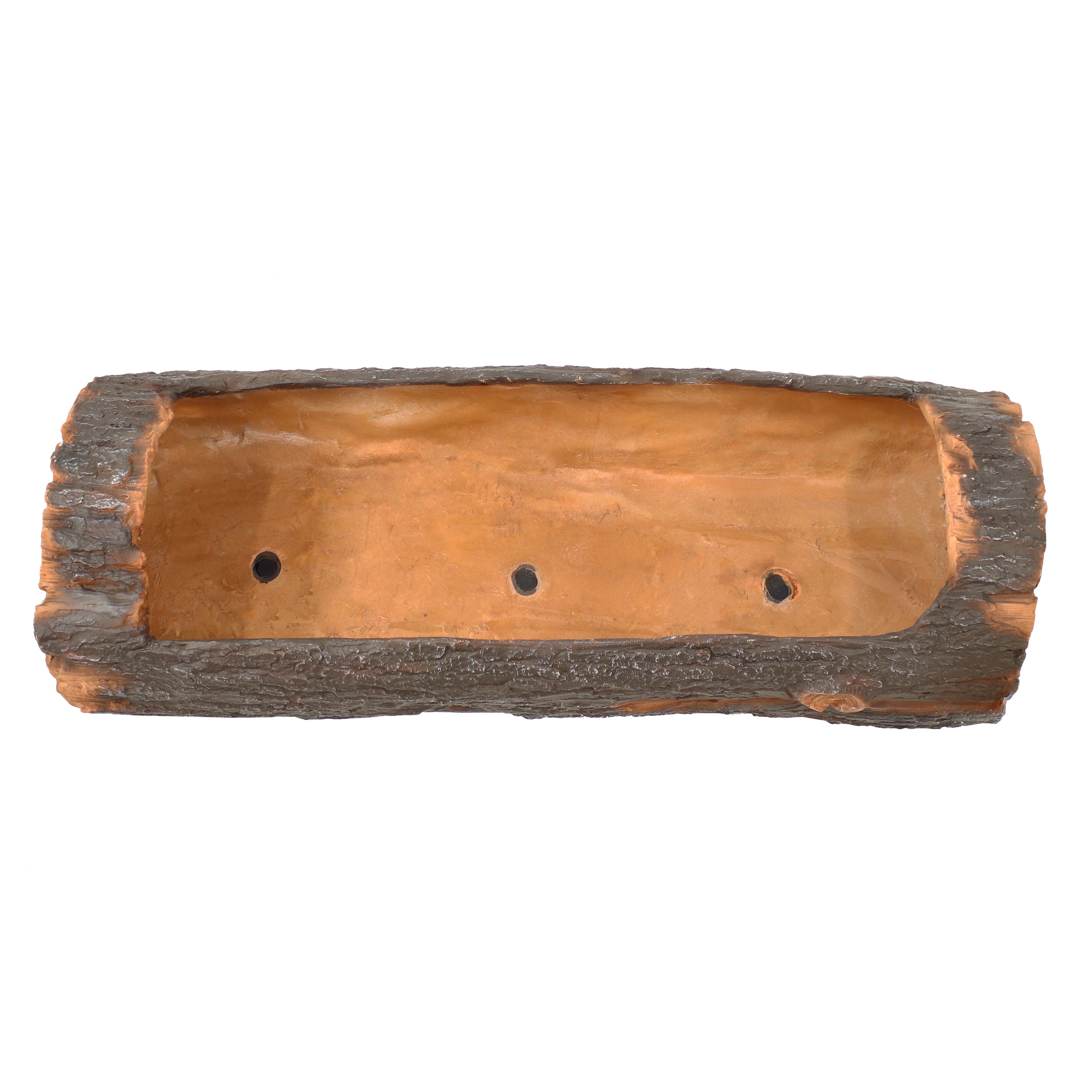 Rustic Polyresin Log Flower Pot Planter for Outdoor Garden Decor - 35 Inch Large Planter for Patio, Yard, and Landscape Design