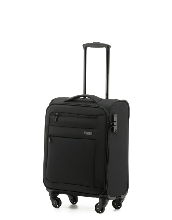 TOSCA SKY RUNNER 55CM Spinner Softside Luggage - Black Carry-On Suitcase for Travel, Business Trips & Weekend Getaways