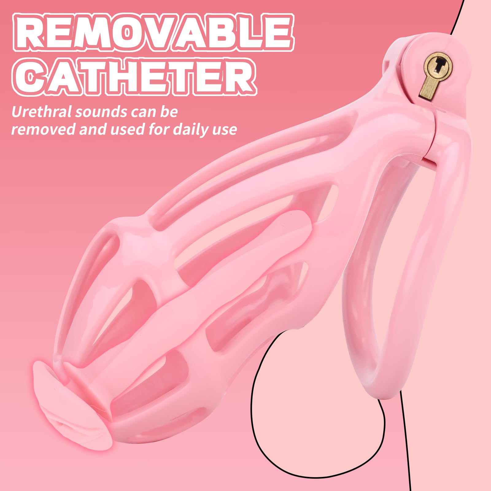 Lightweight Male Chastity Cage with 5 Adjustable Rings & Invisible Lock - Pink Bondage Device for Penis Exercise & Adult Play | Perfect for BDSM, Couples Play & Discreet Wear Under Clothing