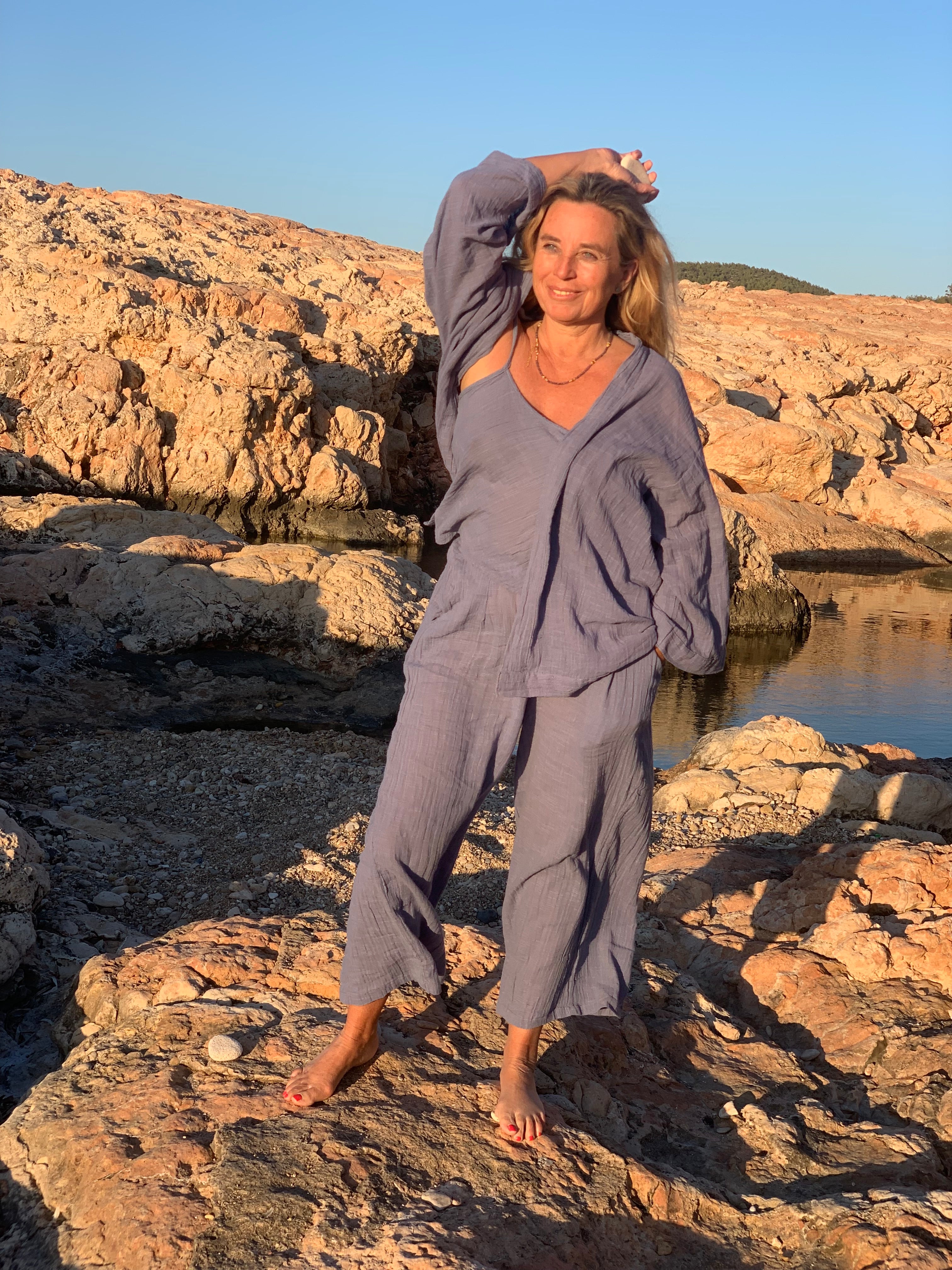 Flat Trouser in Ocean Blue - Comfortable and Stylish Women's Pants for Work, Office & Casual Wear