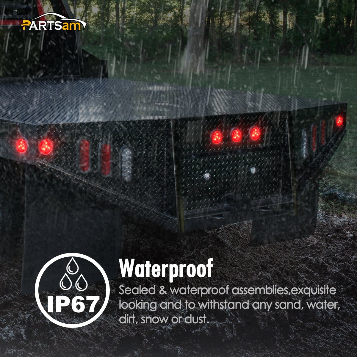 Partsam 6 Inch Oval LED Trailer Tail Lights with Backup Lights & 2 Inch Round Red LED Side Marker Lights Kit - Hardwired with Grommet Plugs & 2 Prong Wire Pigtails - Perfect for Boat Trailers, Utility Trailers, and RV Lighting Upgrades