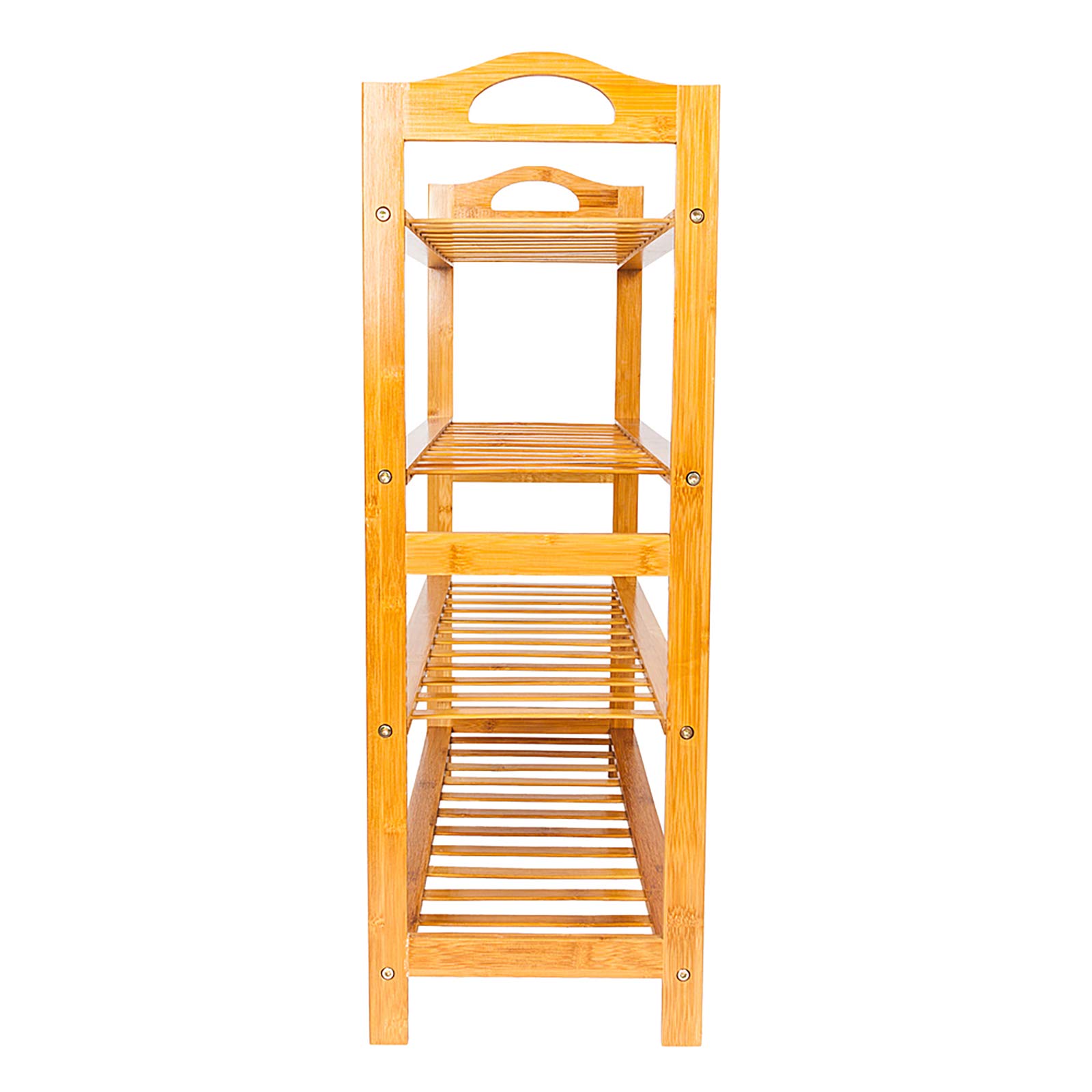 4 Tier Bamboo Shoe Rack with Handles - Free Standing Entryway Shoe Organizer for Hallway, Bathroom & Living Room - Space Saving Wooden Shoe Storage Shelf for Home & Apartment Organization