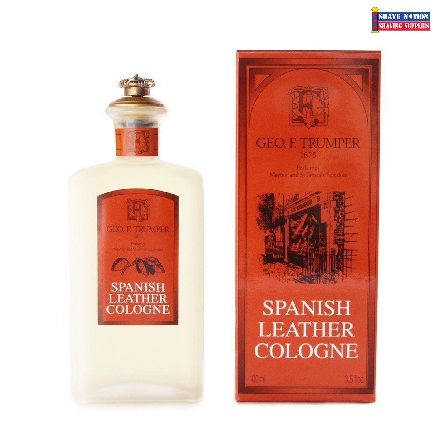 Geo F Trumper Spanish Leather Cologne for Men – Classic Luxury Eau de Cologne with Rich Leather Scent – Perfect for Date Nights, Business Meetings & Special Occasions