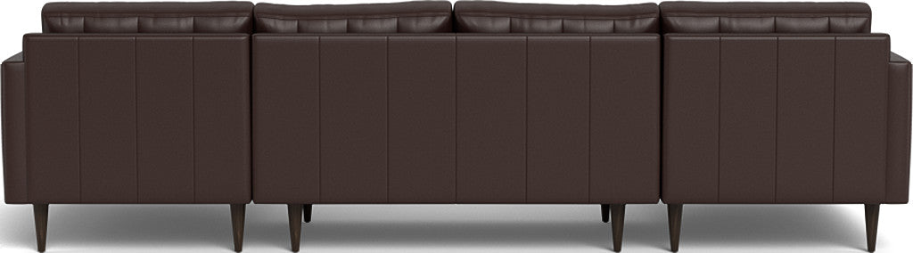 Wallace 126 Genuine Leather Double Chaise U-Shaped Sectional Sofa - Modern Living Room Furniture for Home Theater & Family Gatherings