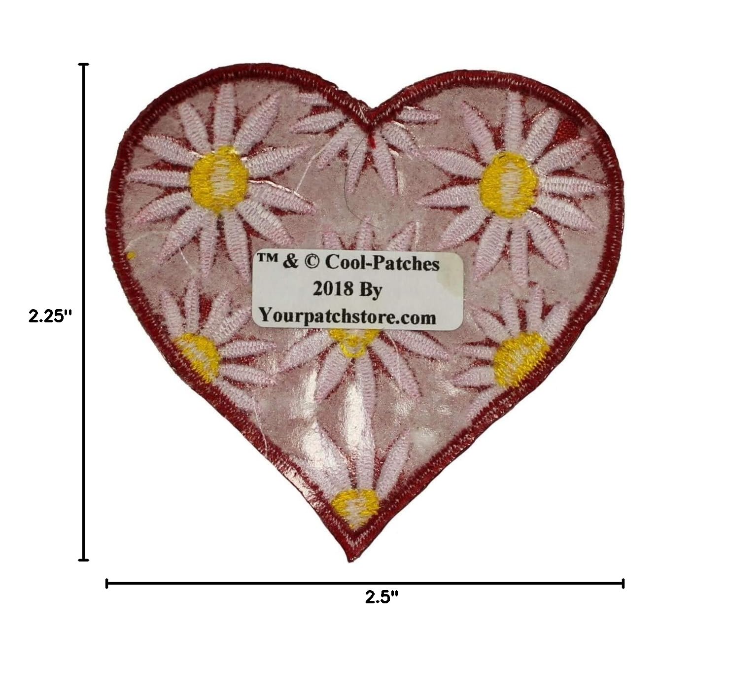 Heart with Daisy Flowers Iron-On Embroidered Patch - Valentine's Day DIY Craft for Clothing, Bags & Accessories - Perfect for Gifts, Scrapbooking & Home Decor