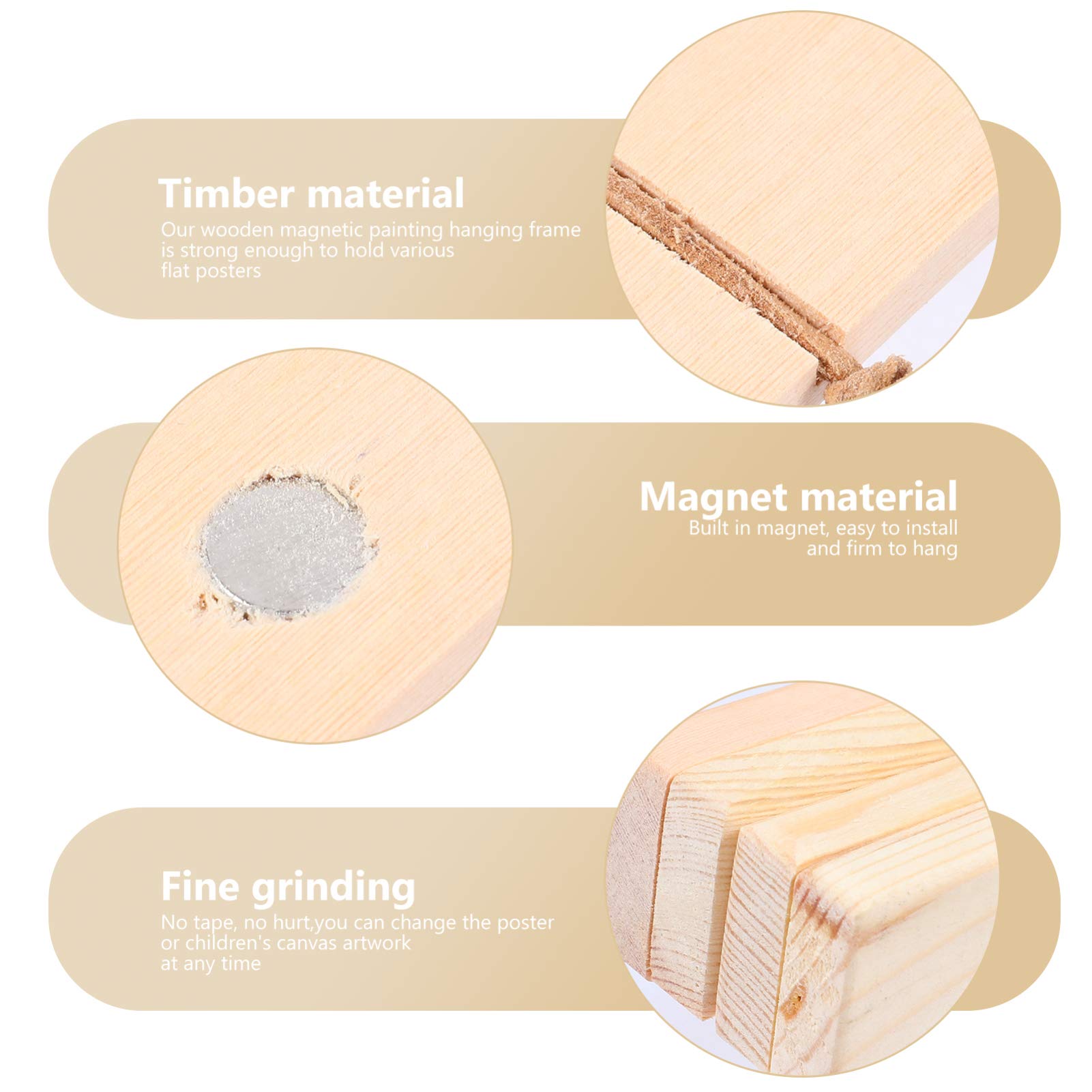 Magnetic Wood Poster Frames - Modern Picture Hangers for Posters, Prints & Canvas Art | Easy Hanging Wall Decor for Home, Office & Front Door | Yellow Wooden Frame for Maps & Artwork Display