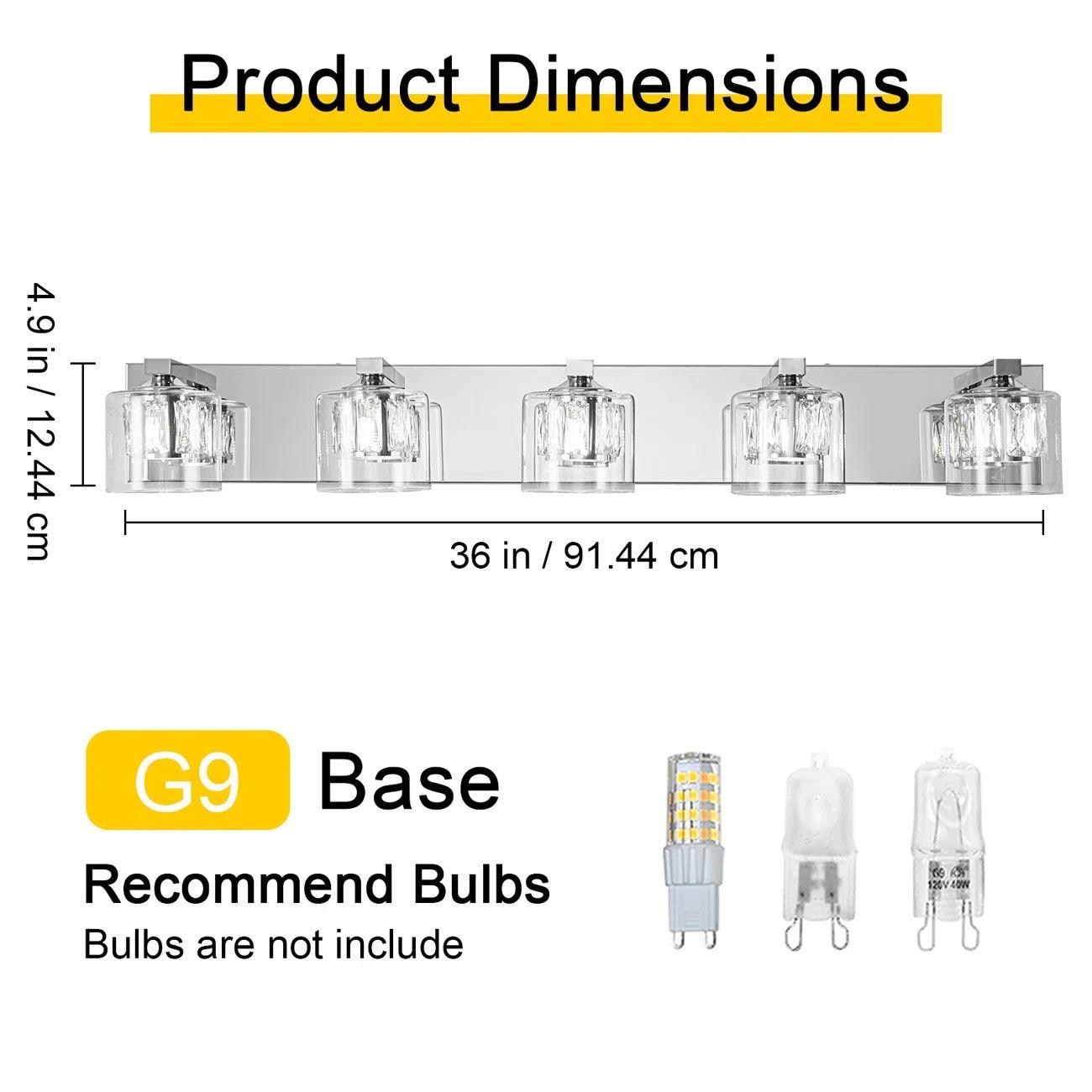 Kolt Modern 5-Light Bathroom Vanity Lighting Fixture - Elegant LED Vanity Light for Bathroom Mirror, Perfect for Modern Home Decor & Spa-Like Ambience