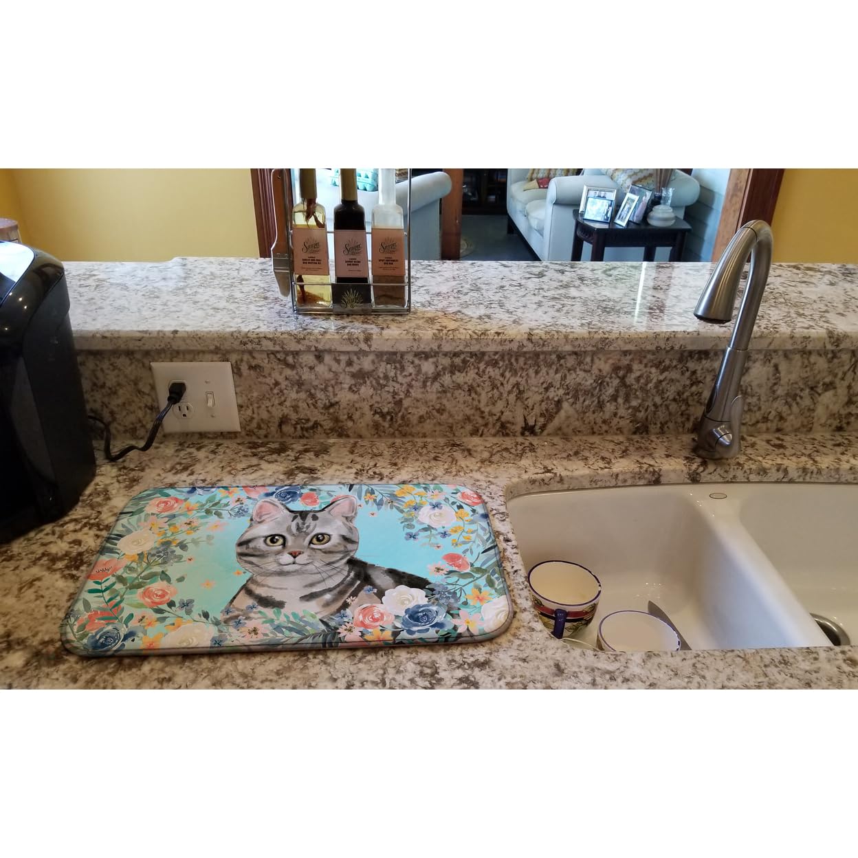 American Shorthair Dish Drying Mat - Absorbent Kitchen Counter Pad (14x21