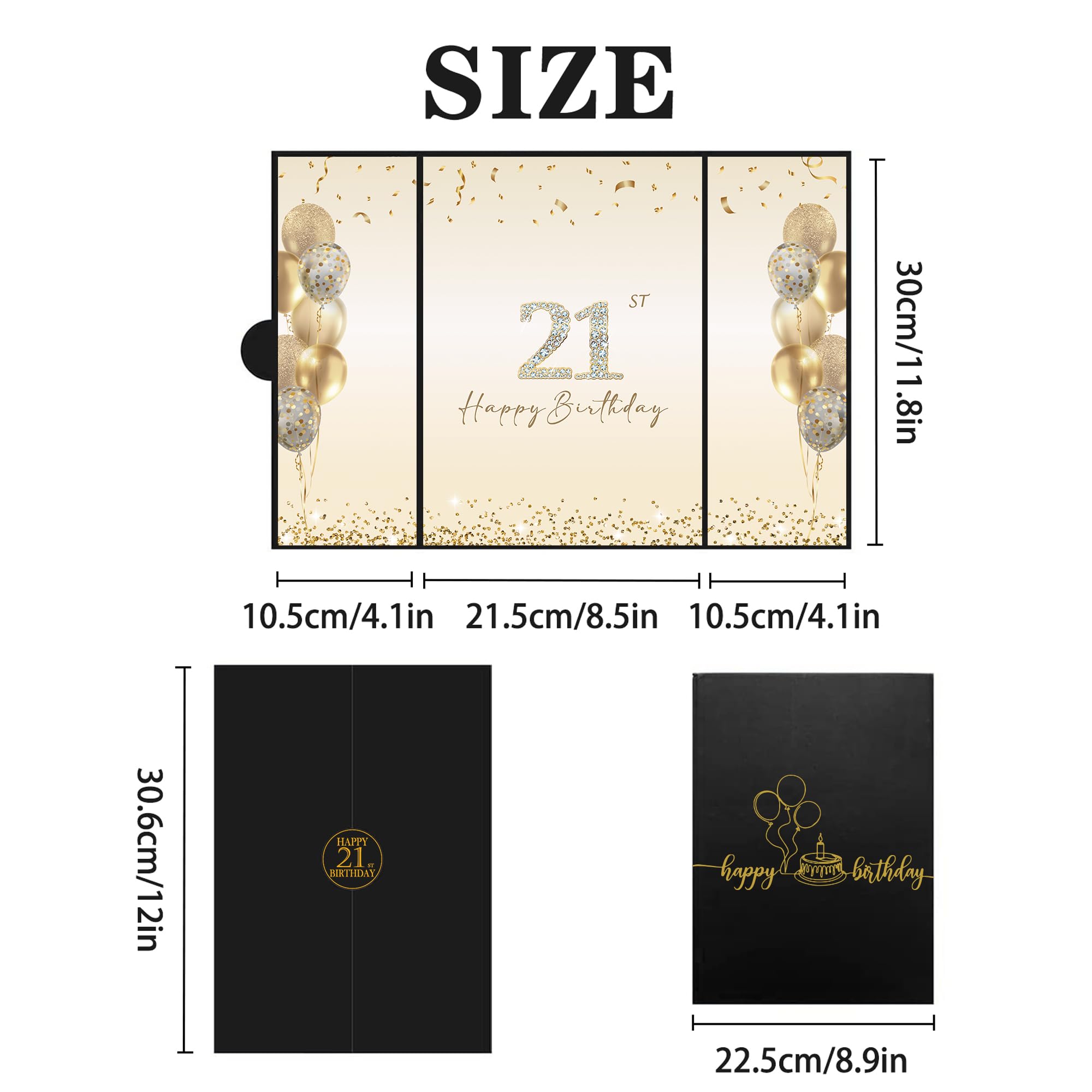 DARUNAXY Black Gold 21st Birthday Party Decorations Set - Alternative Guest Book Signing Board for Men & Women - Cheers to 21 Years Old Gifts - Perfect for 21st Birthday Celebrations, Milestone Parties & Signature Keepsakes
