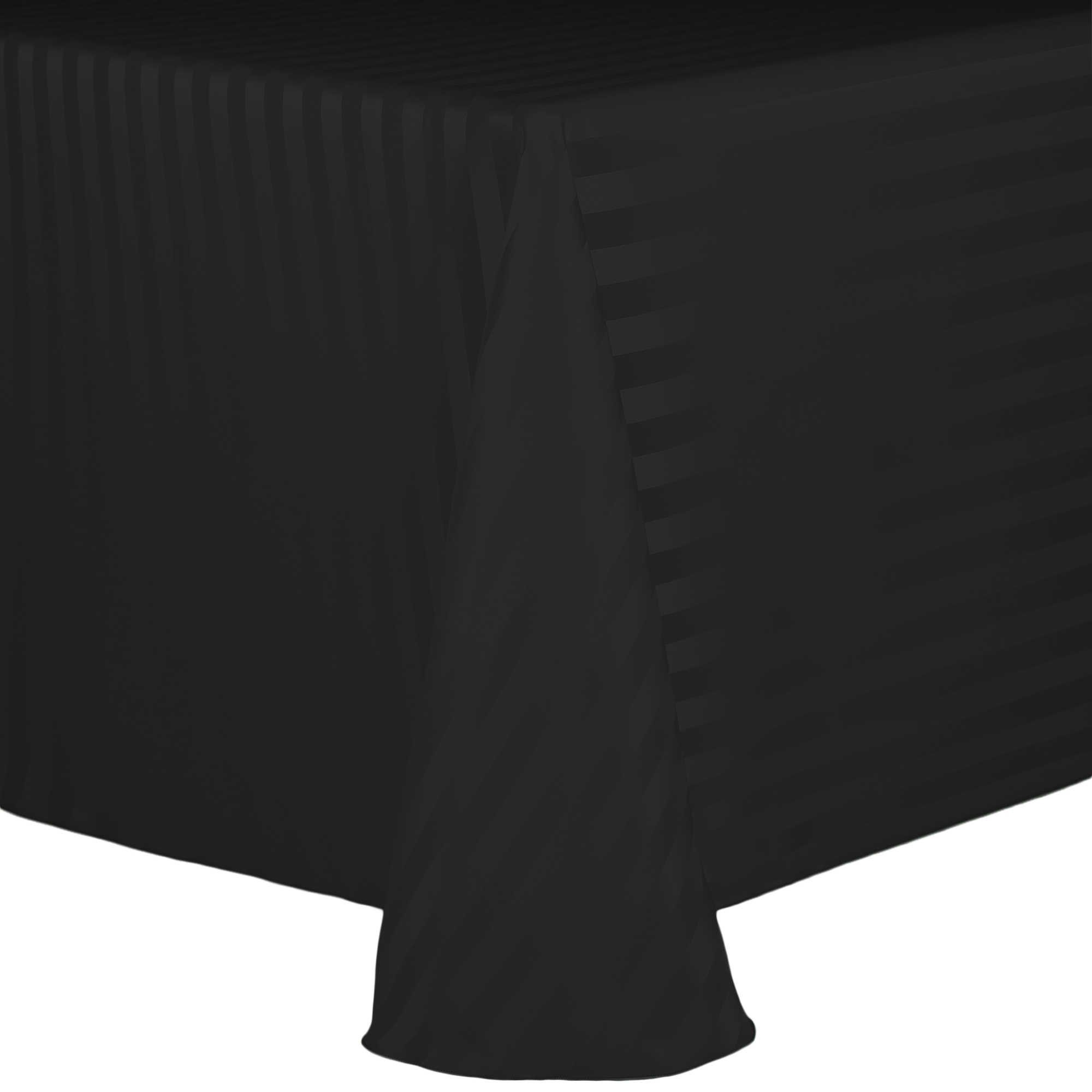 Black Satin-Stripe Oval Tablecloth 60x120