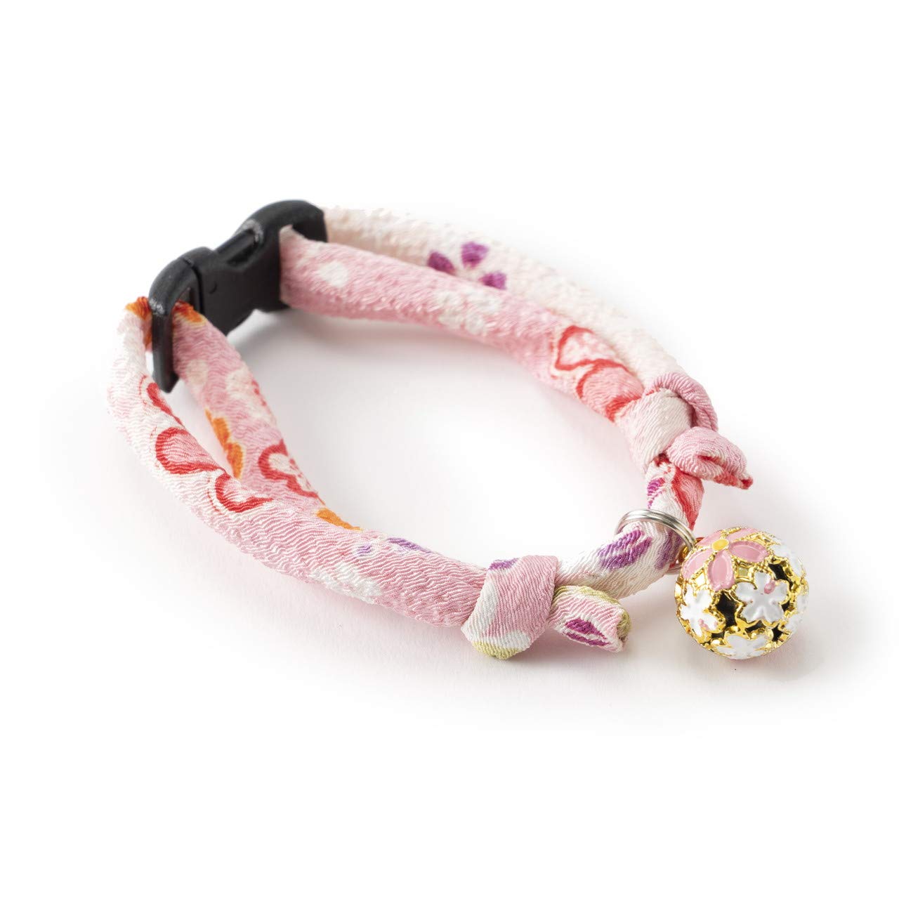 Premium Japanese Chirimen Sakura Cat Collar - Soft Pink Silk Pet Collar with Adjustable Buckle | Perfect for Special Occasions, Photo Shoots & Everyday Wear