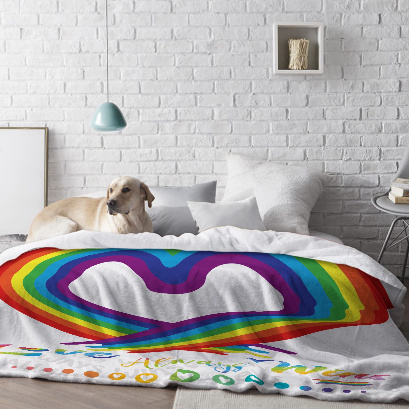 Rainbow Pride Blanket - Super Soft LGBT Fleece Throw for Couch, Sofa & Bed - 60x80 Inch Cozy Flannel Blanket - Perfect Gift for Gay Pride & LGBTQ Support - Ideal for Home Decor, Movie Nights & Cold Weather