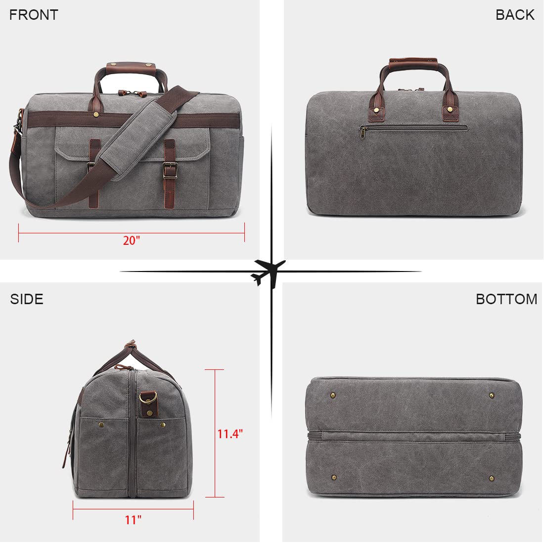 Men's Waterproof Leather Canvas Duffle Bag - Travel & Weekender for Gym & Overnight