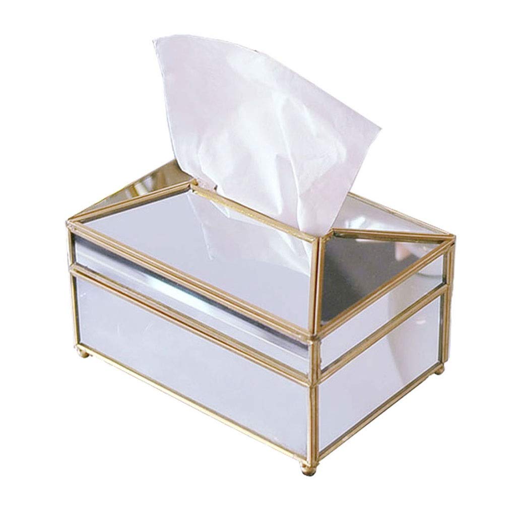 Glass Mirror Tissue Box Cover - Creative Decorative Tissue Holder for Living Room, Dressing Table & Restaurant - Elegant Storage Box for Home & Office Decor (Size A)