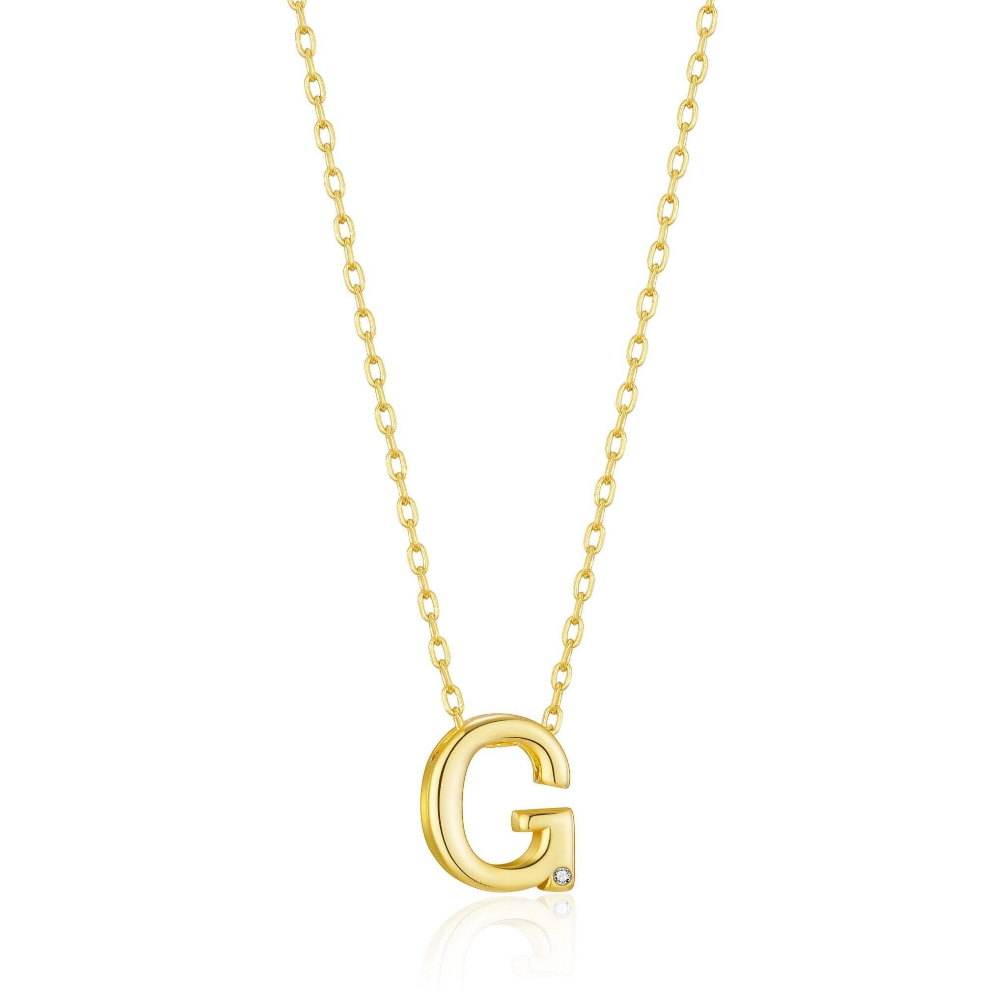 Gold Plated Initial Necklace A-Z with Zircondia® Crystals - Perfect Gift for Her