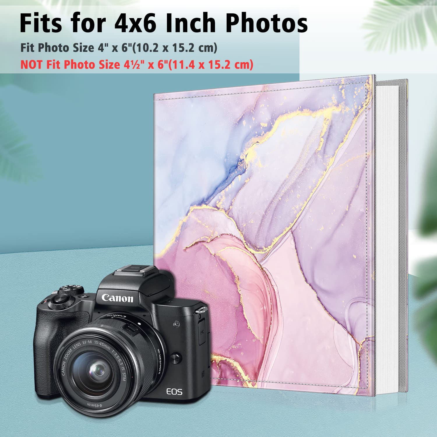 Fintie 4x6 Photo Album - 300 Pocket Large Capacity Scrapbook with Premium Vegan Leather Cover for Wedding, Baby, Family & Vacation Pictures | Marble Design | Perfect for Memory Keeping, Gift Giving & Home Decor