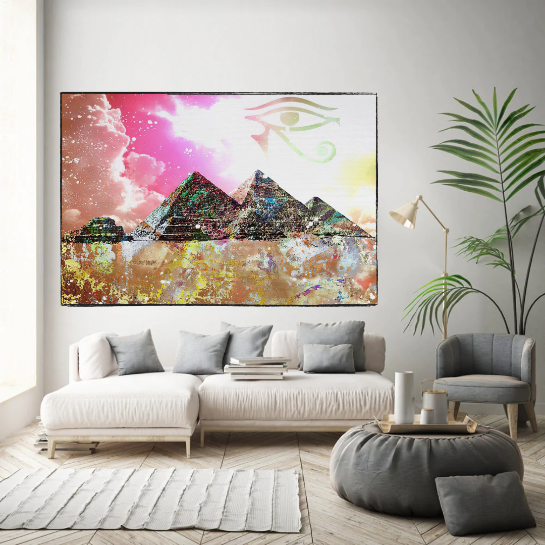 Egyptian Pyramids Wall Art - Premium Canvas Prints for Home & Office Decor | Unique Egyptian-Themed Wall Decor for Living Room, Bedroom, or Office