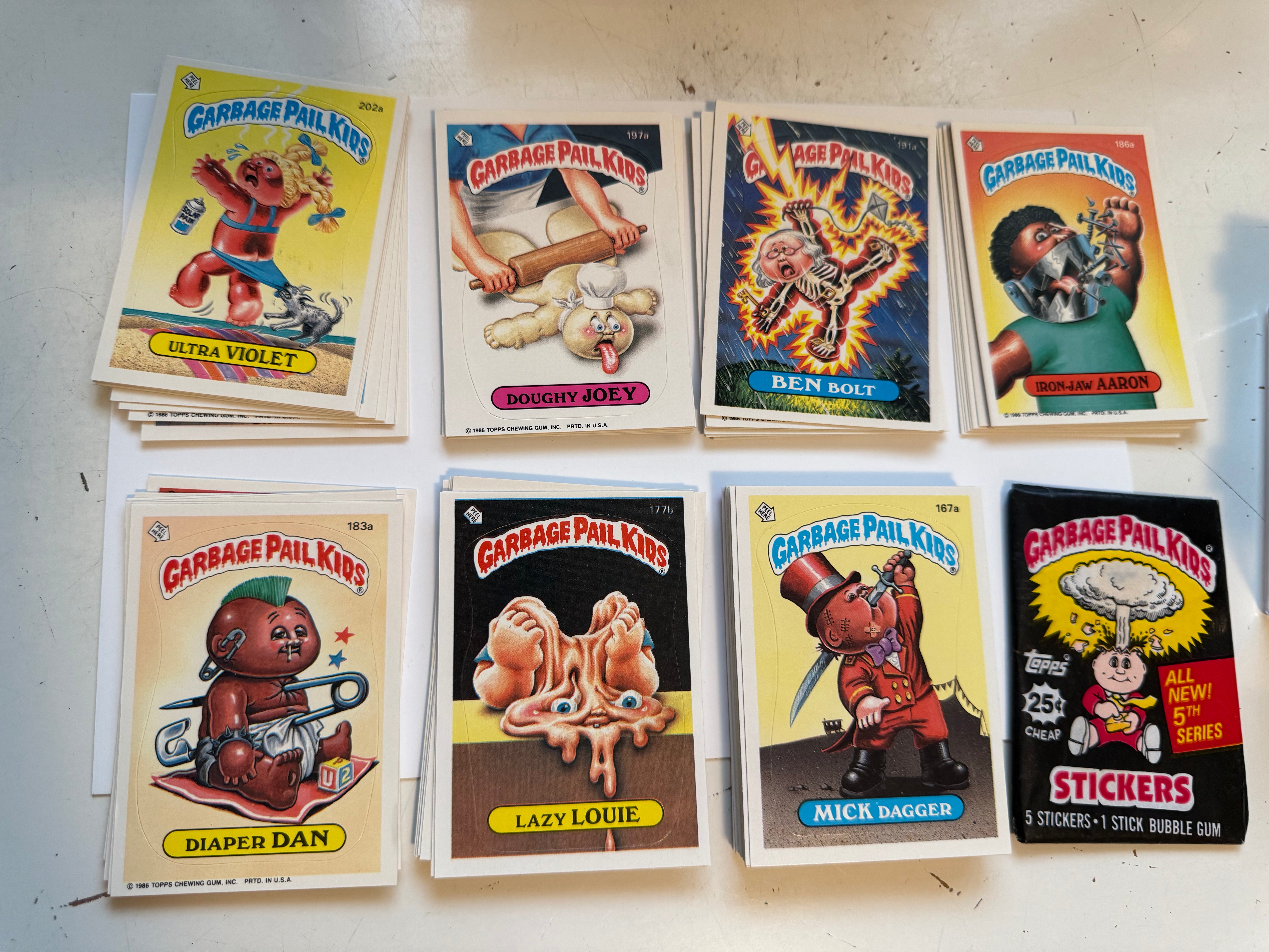 Vintage 1985 Garbage Pail Kids Series 5 Sticker Set - Mint Condition with Original Wrapper | Collectible Trading Cards for Nostalgic Fans & Pop Culture Enthusiasts