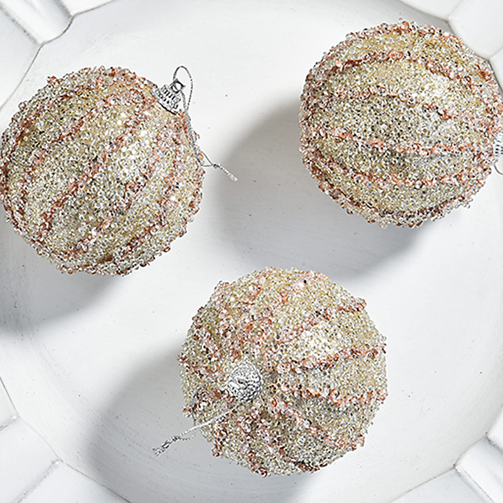 6Pcs Shatterproof Glitter Christmas Ornament Balls - 3.15 Inch Sequin Xmas Tree Decorations for Home, Wedding & Party (Holiday Decor, Christmas Tree Topper, Festive Gift)