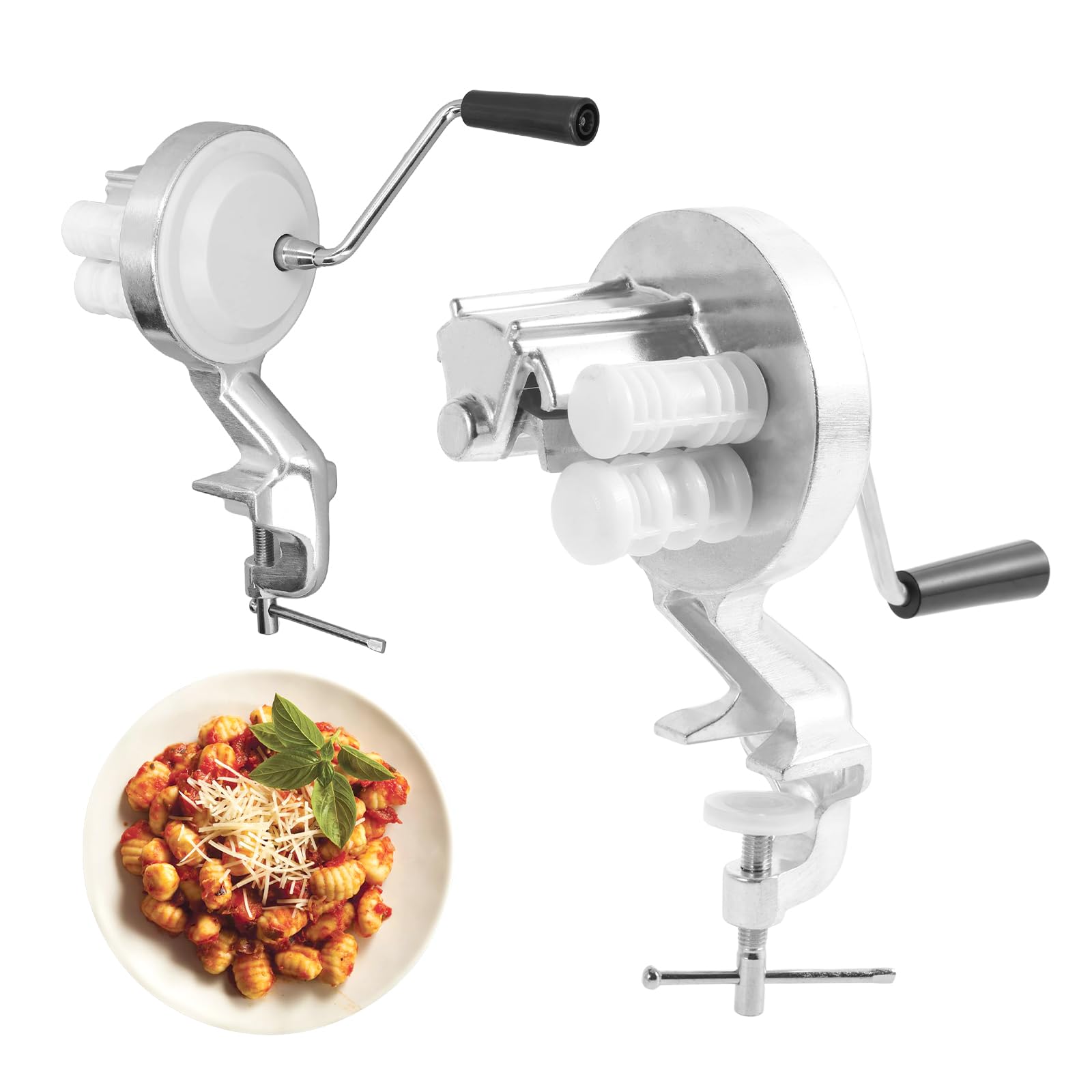 VAVPUP Manual Pasta Maker Machine - Hand Crank Cavatelli & Macaroni Maker - Durable Noodle Press for Authentic Italian Pasta - Perfect for Home Kitchens & Italian Cooking Enthusiasts - Ideal for Making Fresh Pasta, Cavatelli, Macaroni & More