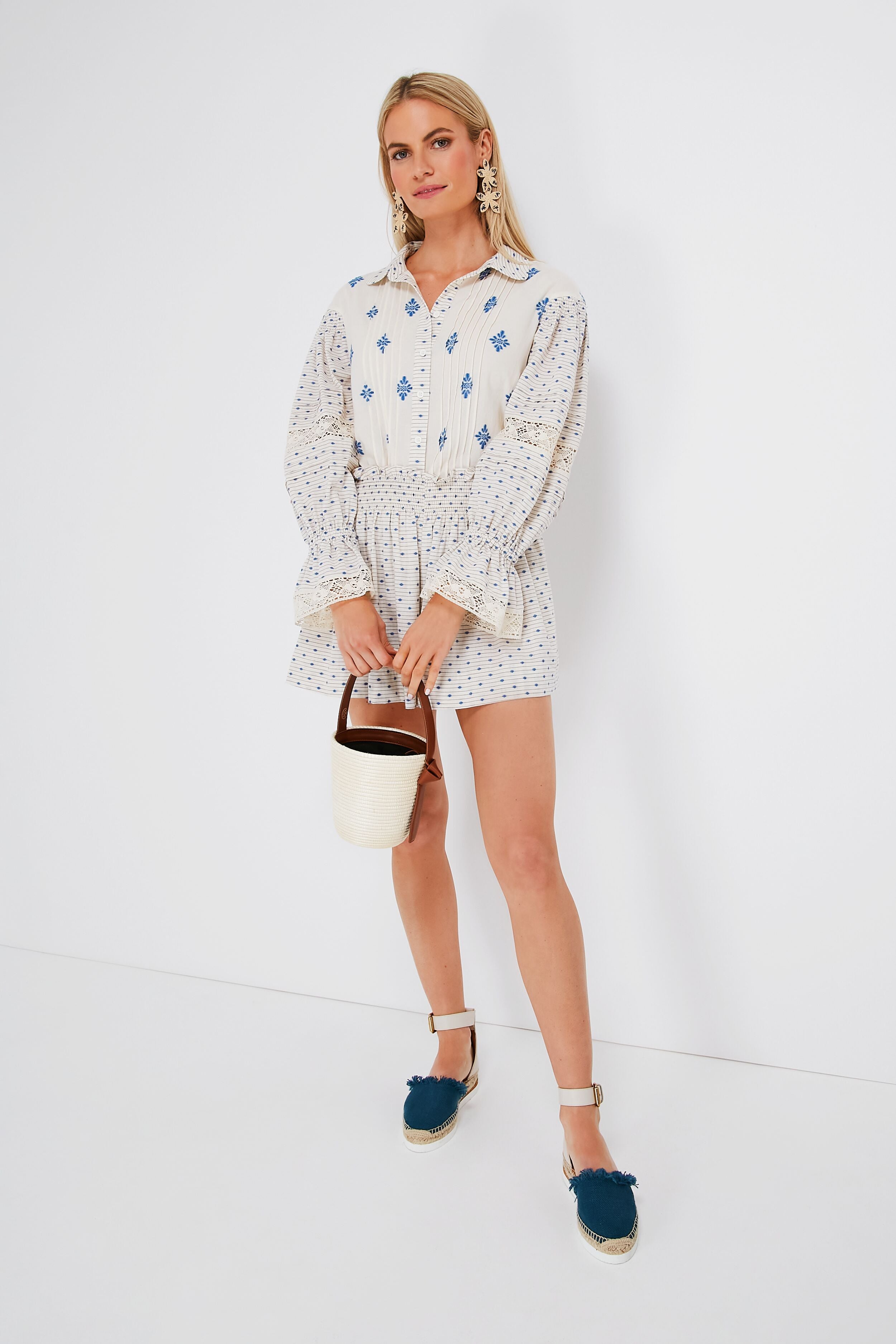 Blue Medallion Ezra Top - Stylish Women's Blouse for Casual & Office Wear - Perfect for Summer Outfits & Layering