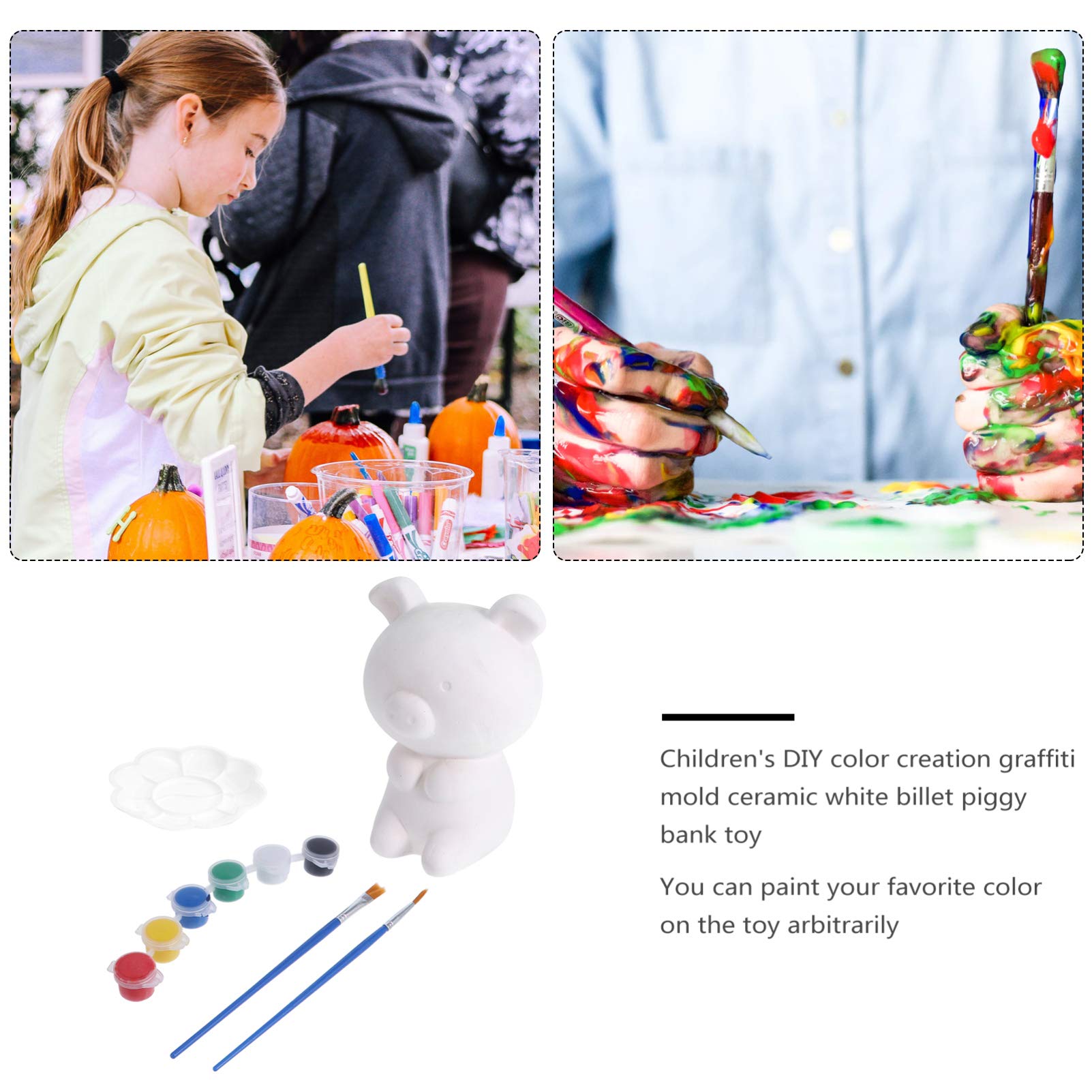 DIY Paint Your Own Ceramic Piggy Bank Kit - Unfinished White Ceramic Bank for Kids & Adults - Creative Painting Craft for Birthday Gifts & Home Decor (Pig Shape) - Perfect for Art Classes, Party Activities & Family Bonding Time