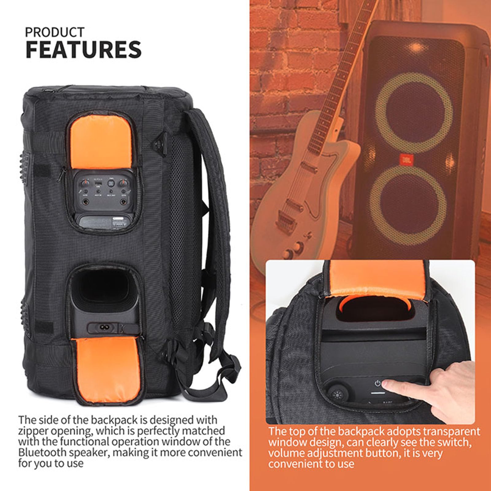 LICHIFIT Protective Carrying Case for JBL PARTYBOX 110 Bluetooth Speaker - Waterproof Travel Storage Bag with Handle, Portable Backpack Cover for Outdoor Parties, Camping & Beach Events