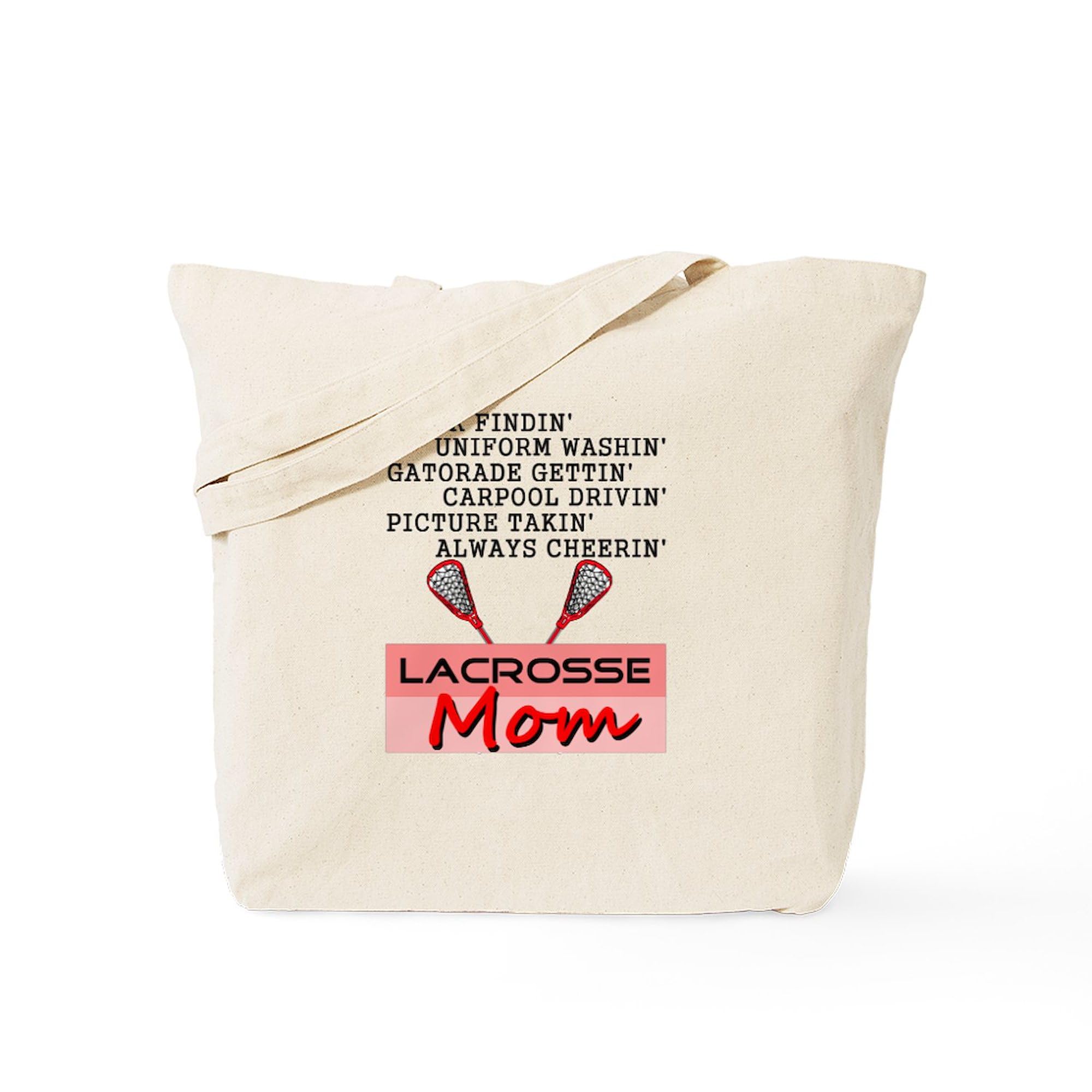 Lacrosse Mom Tote Bag - Natural Canvas Reusable Grocery Shopping Bag for Sports Moms | Perfect for Games, Practice & School