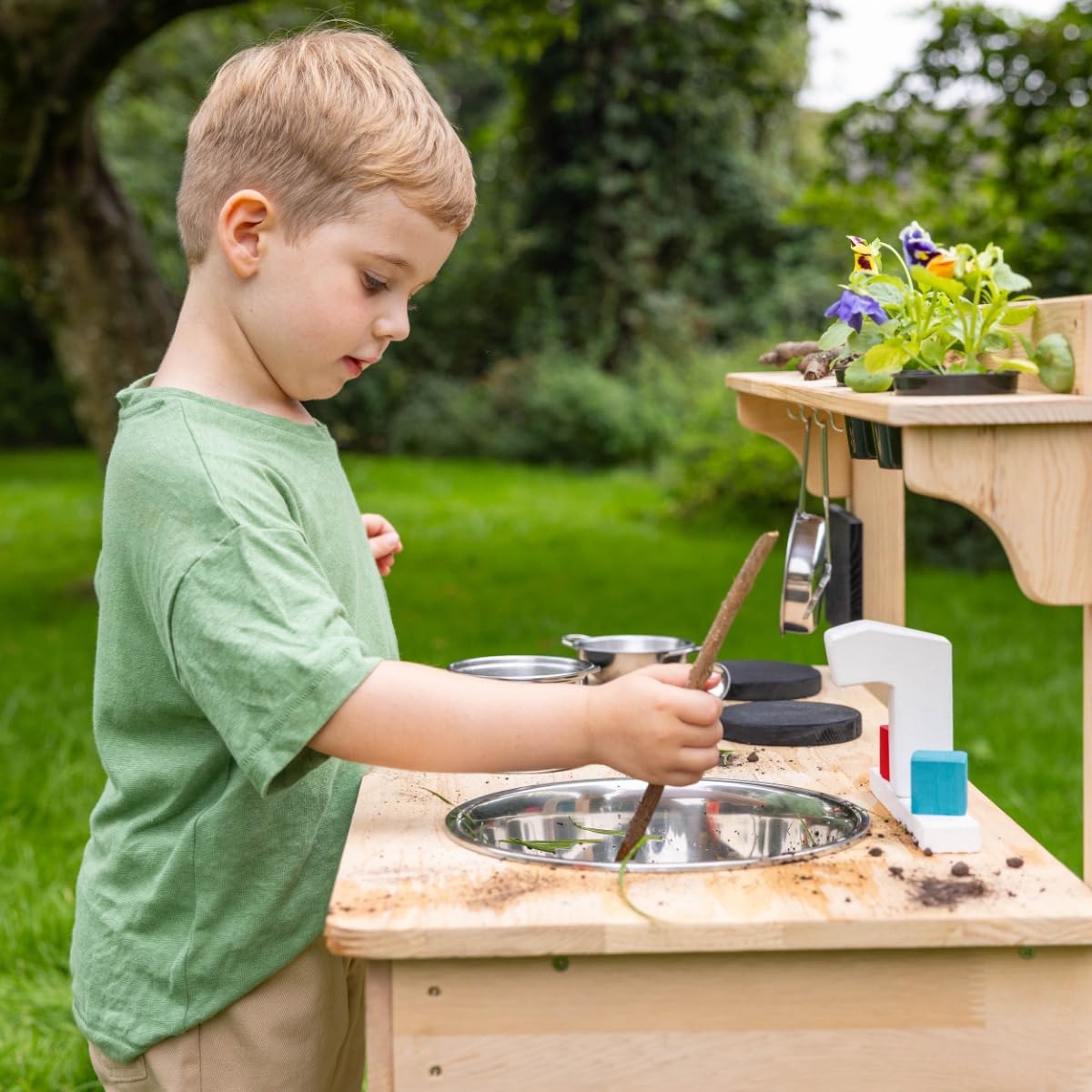 Marvellous Mud Kitchen Playhouse - Eco-Friendly Wooden Outdoor Pretend Kitchen Playset with Cooking Toys for Kids | Perfect for Backyard, Garden & Outdoor Role Play Fun