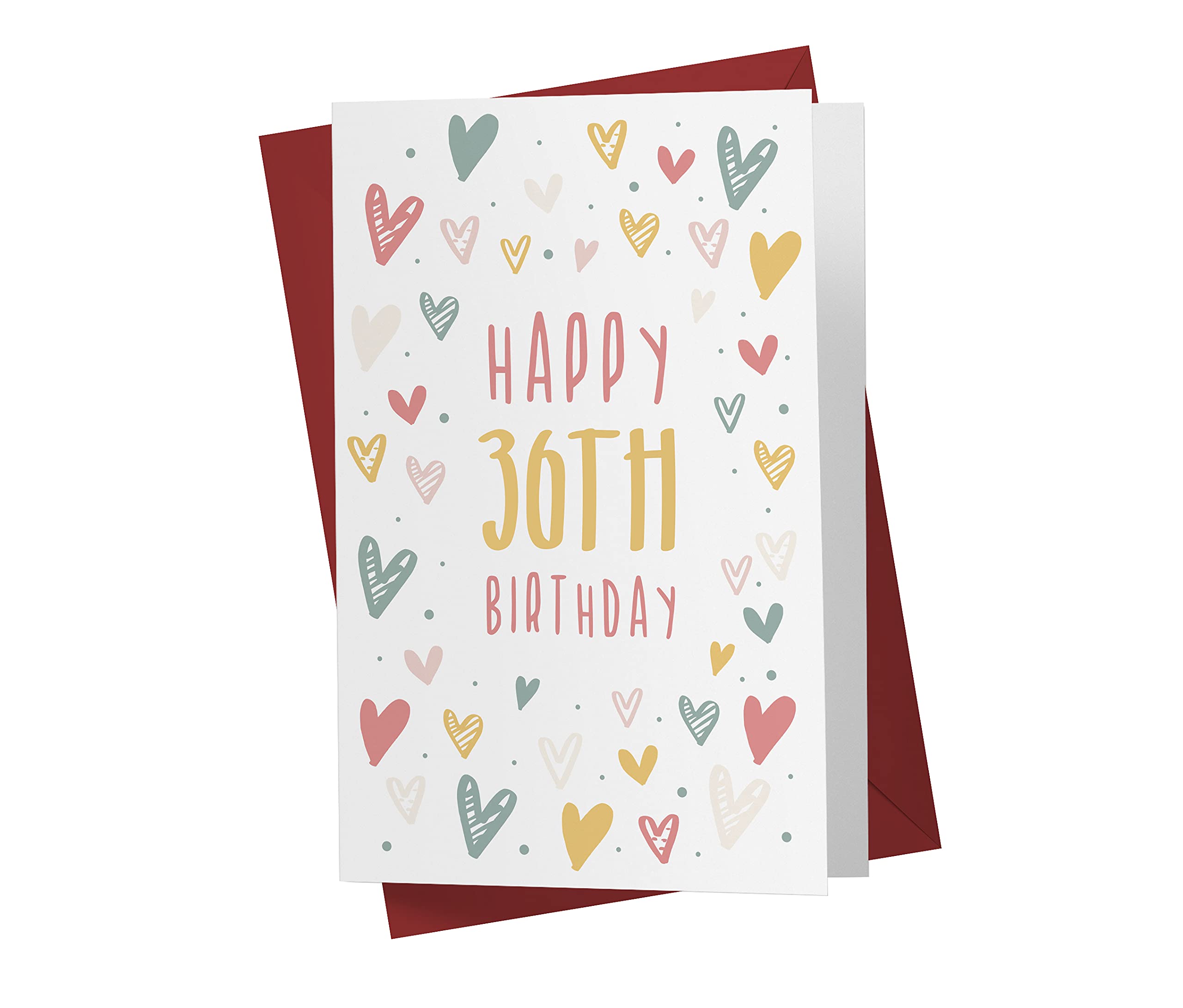 36th Birthday Card for Him & Her - Funny 36 Years Old Greeting Card for Dad, Mom, Brother, Sister, Friend | Anniversary Card with Heart Doodles | Perfect for Birthday Parties, Office Celebrations & Special Milestones