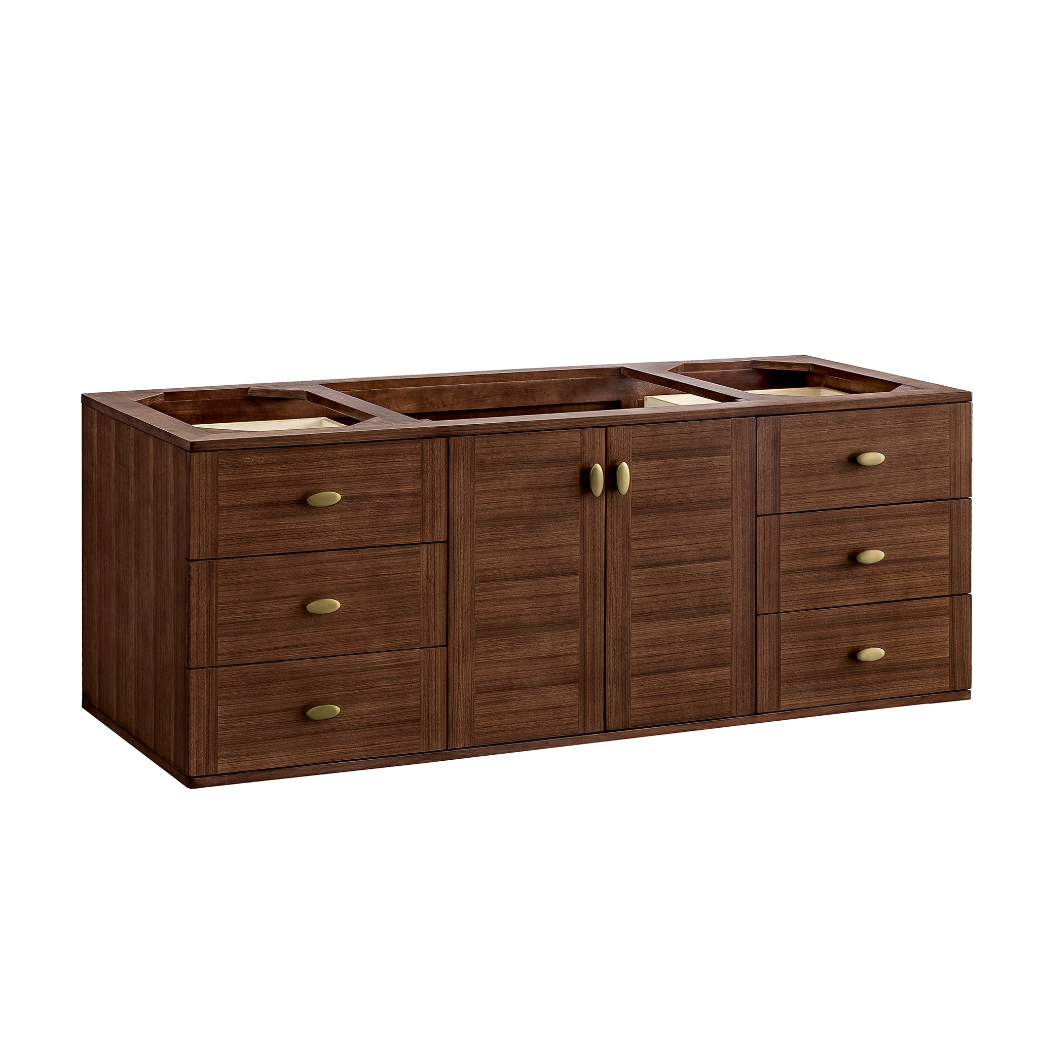 Amberly 60 Inch Single Bathroom Vanity - Mid Century Modern Walnut Finish for Small Space & Powder Room Decor
