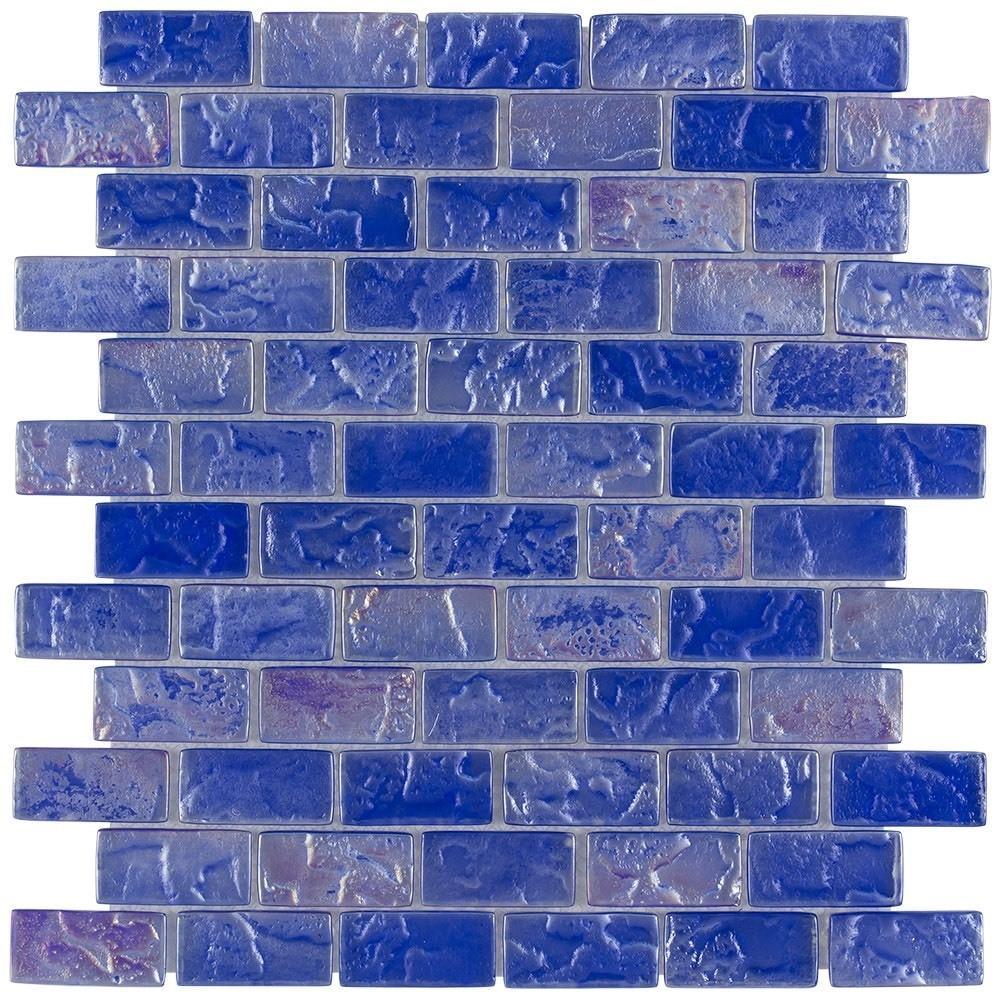 Iridescent Cobalt Blue Glass Pool Tile 1x2 - Perfect for Swimming Pools, Backyard Decor & Mosaic Designs