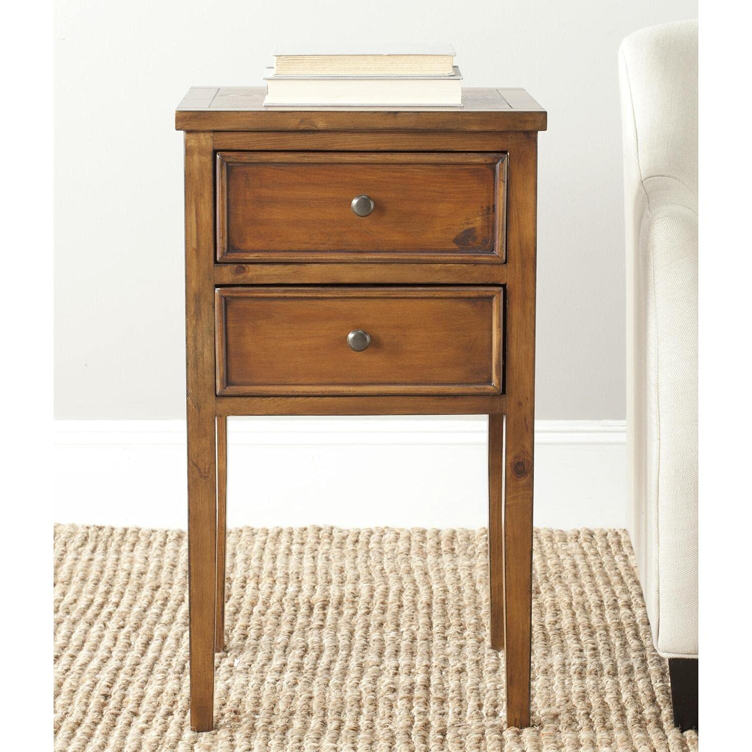 Safavieh American Homes Collection Toby French Grey End Table - Stylish Nightstand for Bedroom, Living Room, or Office - Compact Side Table with Elegant Design