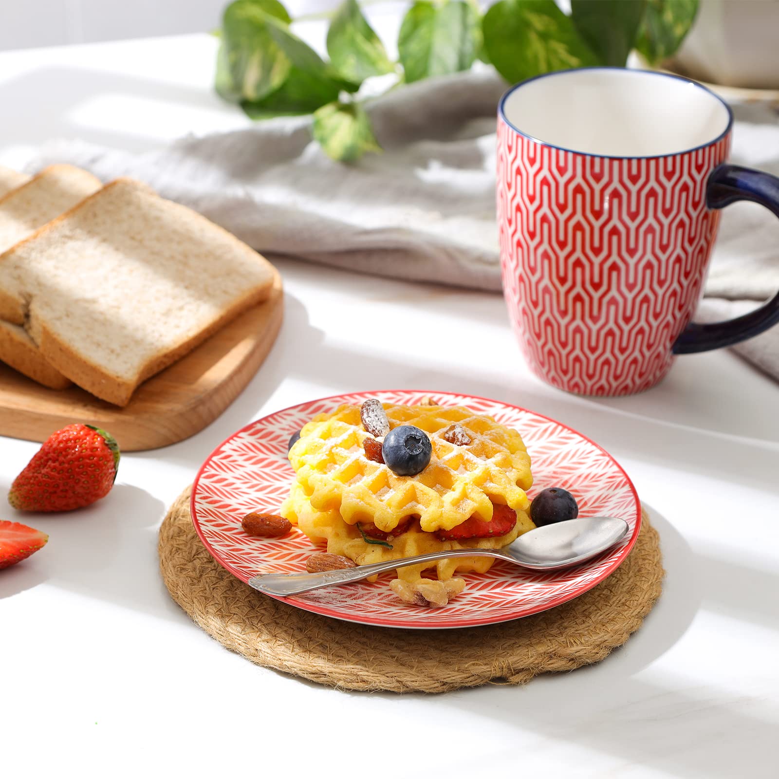 Selamica 6-Inch Ceramic Dessert Plates Set of 6 - Small Appetizer Plates for Cake, Snacks, Salad & Side Dishes - Microwave & Dishwasher Safe - Perfect for Parties, Tea Time & Home Dining