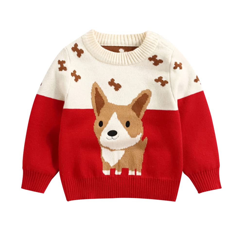 Azalquat Toddler Baby Boy Knit Sweater Pullover - Soft Cotton Cartoon Sweatshirt for Boys 1-3 Years - Cozy Winter Outfit for Playdates & Family Photos