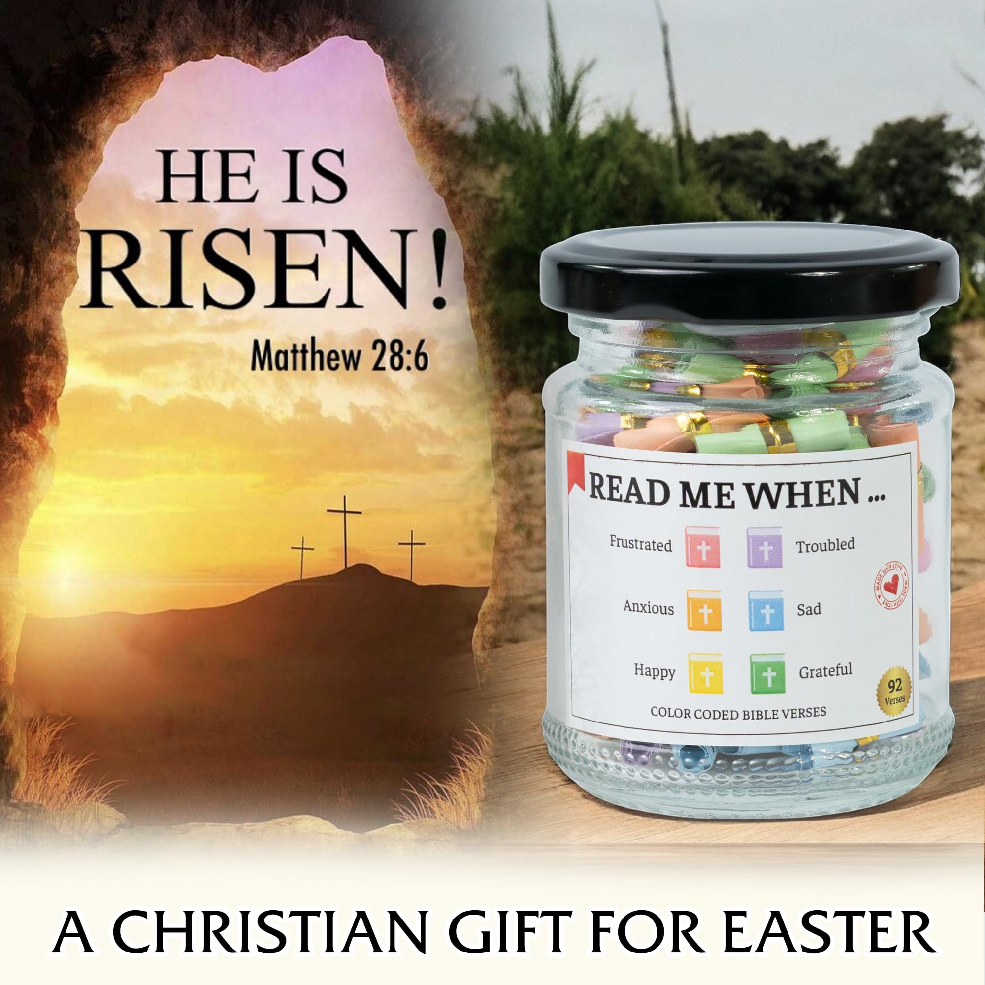 Bible Verse Jar - Christian Gift for Women, Mom, Graduation & Easter