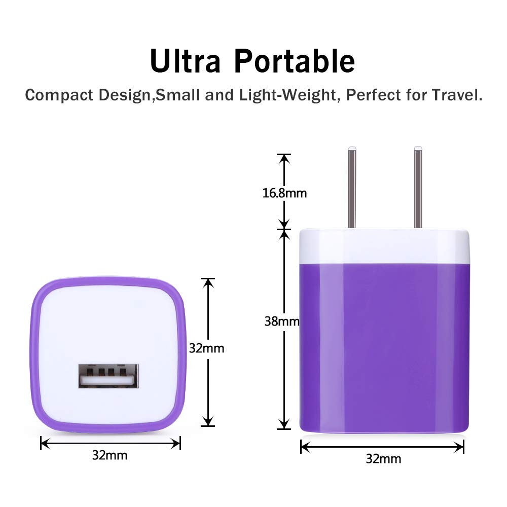 GiGreen 5-Pack USB Wall Charger Plug - Single Port Fast Charging Block Adapter for iPhone 16/15 Pro Max/14/13/12/11/X/8 & Samsung Galaxy S24 Ultra/A15 5G/A54/A14/S23/A13/A23/S22 - Perfect for Home, Office & Travel Charging