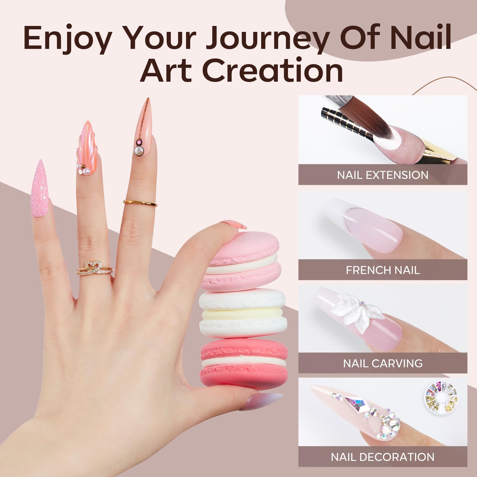 Modelones 14pcs Acrylic Nail Kit with Nude Acrylic Powder, Liquid Monomer, Nail Brush, Gel Glue & Top Coat - Professional Nail Extension Set for Beginners | DIY Salon Manicure at Home, Party & Special Occasion Nails