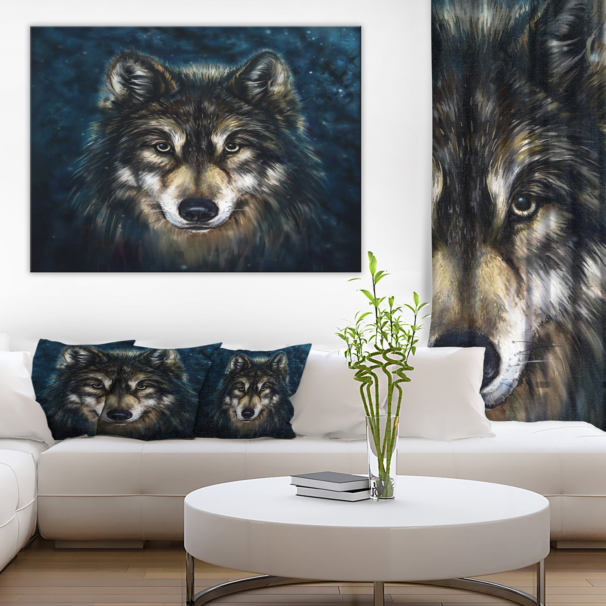 Smiling Wolf Animal Wall Art Painting - Handmade Canvas Print for Home & Office Decor - Perfect for Living Room, Bedroom, or Cabin