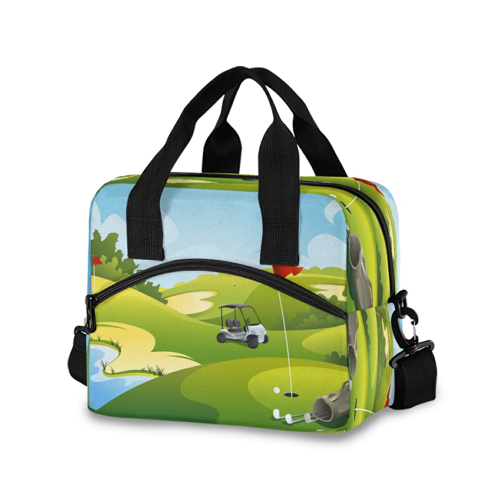 Sport Ball Club Golf Themed Insulated Lunch Bag - Large Reusable Thermal Cooler Tote with Shoulder Strap for Men & Women | Perfect for Office, School, Picnic & Meal Prep