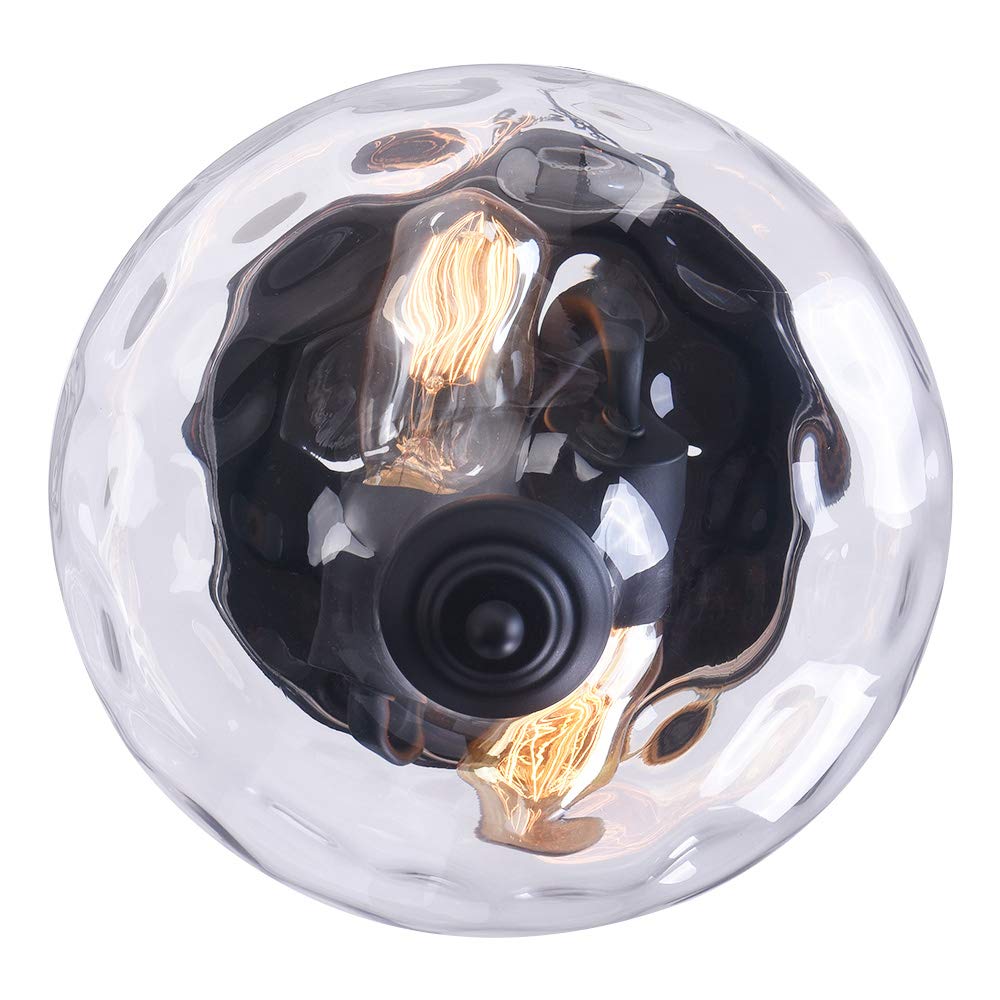 EDISLIVE Modern 2-Light Hammered Glass Flush Mount Ceiling Fixture - 10.2