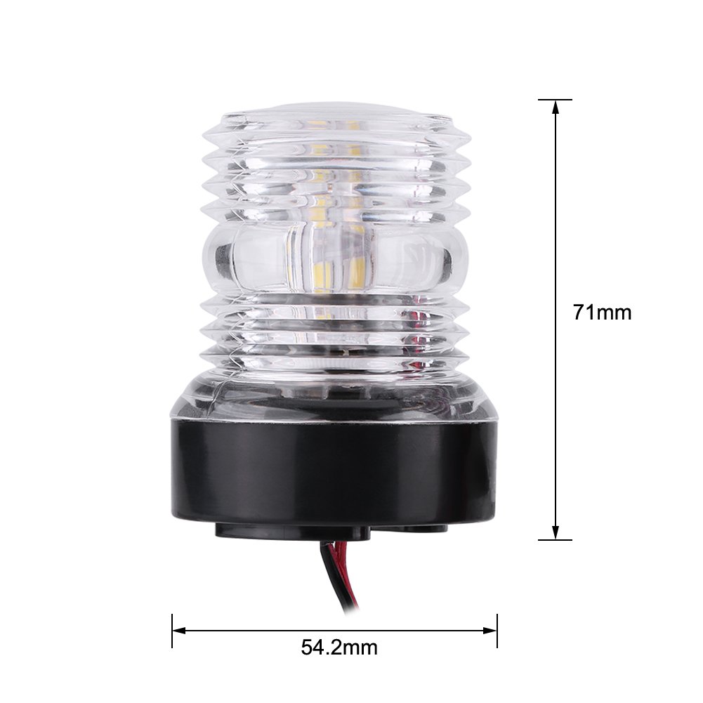 12V LED Marine Navigation Anchor Light - 360° All-Round White Boat Light with Strobe Function for Safe Night Sailing & Docking | Waterproof & Durable for Yachts, Sailboats, and Fishing Vessels