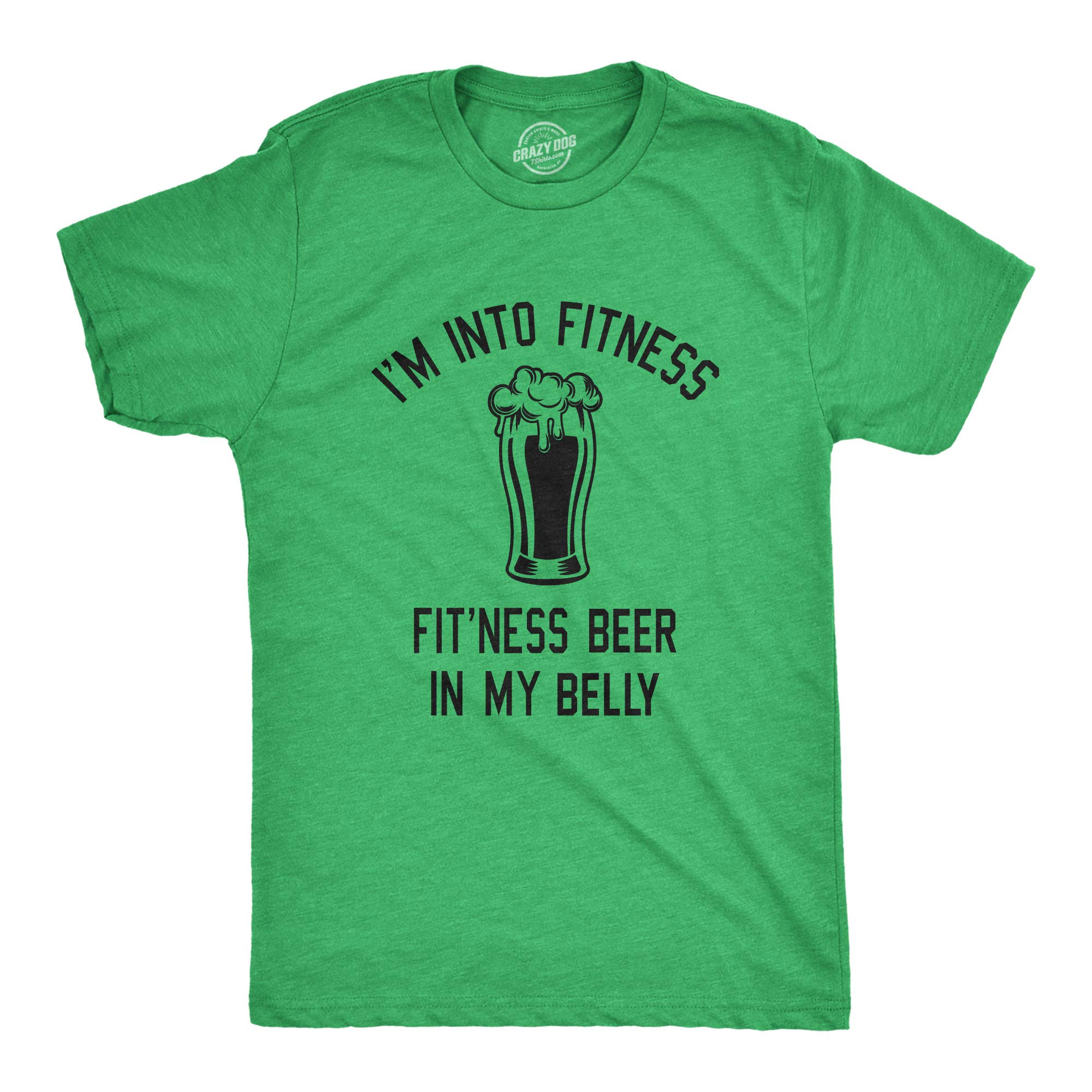 Funny Men's Fitness Beer Drinking T-Shirt - 'I'm Into Fitness Fitting This Beer in My Belly' Graphic Tee for Gym, Workout & Casual Wear