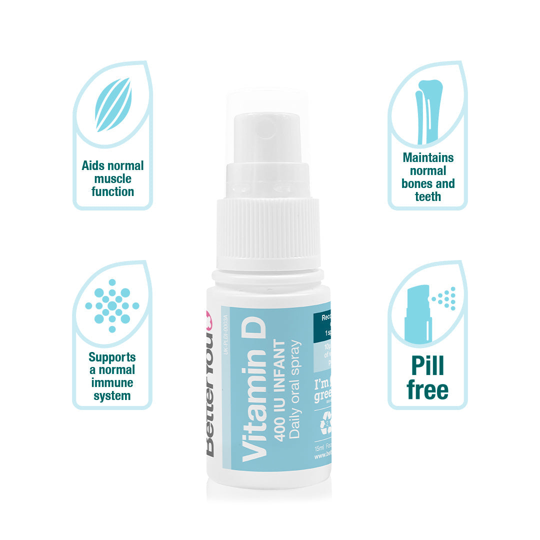 BetterYou DLux Infant Vitamin D3 Oral Spray for Babies & Toddlers (6 Months to 5 Years) - 15ml Liquid Supplement for Strong Bones & Immune Support - Easy-to-Use Daily Vitamin D Spray for Healthy Growth