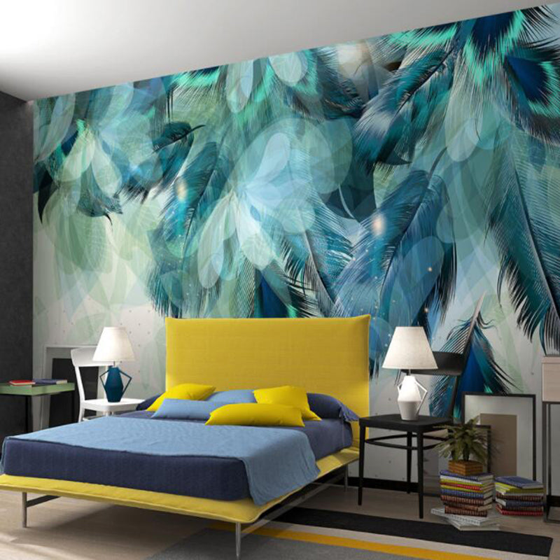 Falling Green Leaf Wallpaper Murals - Nature-Inspired Peel and Stick Wall Decor for Living Room, Bedroom & Office | Perfect for Home Renovation & Interior Design