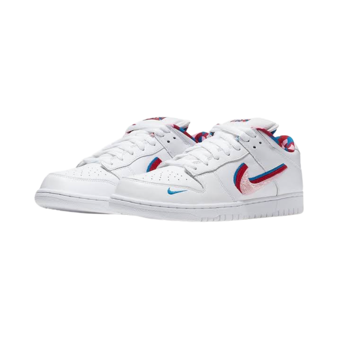 Nike SB Dunk Low Parra Sneakers - White, Red & Pink Colorway - Perfect for Skateboarding, Streetwear & Casual Fashion