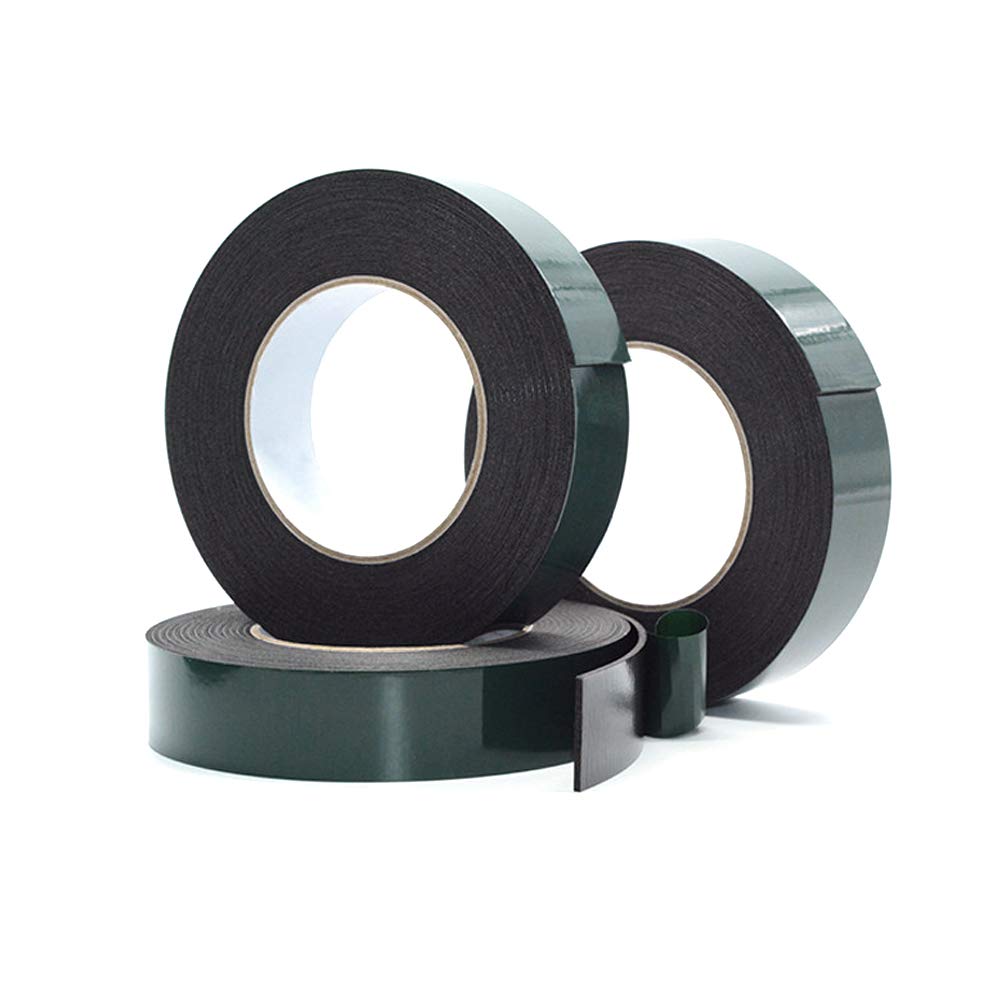 6PCS Heavy Duty Double Sided Foam Tape - 1mm x 32mm x 10m Waterproof Automotive Grade Adhesive for License Plates, Car Trims & Home Decor (Black) - Perfect for Vehicle Number Plate Mounting & DIY Projects